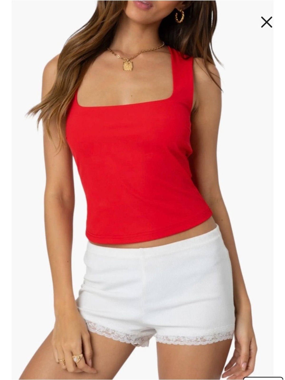 Edikted NWOT Bright Red Essy Square Neck Top