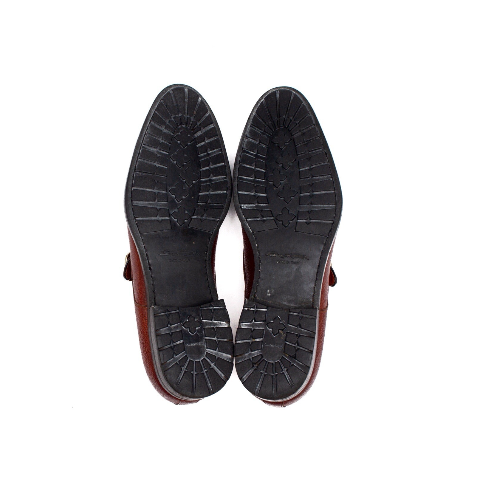 1.3k$ Santoni Single-Buckle Monk Strap in Brown Grain Leather US : 11