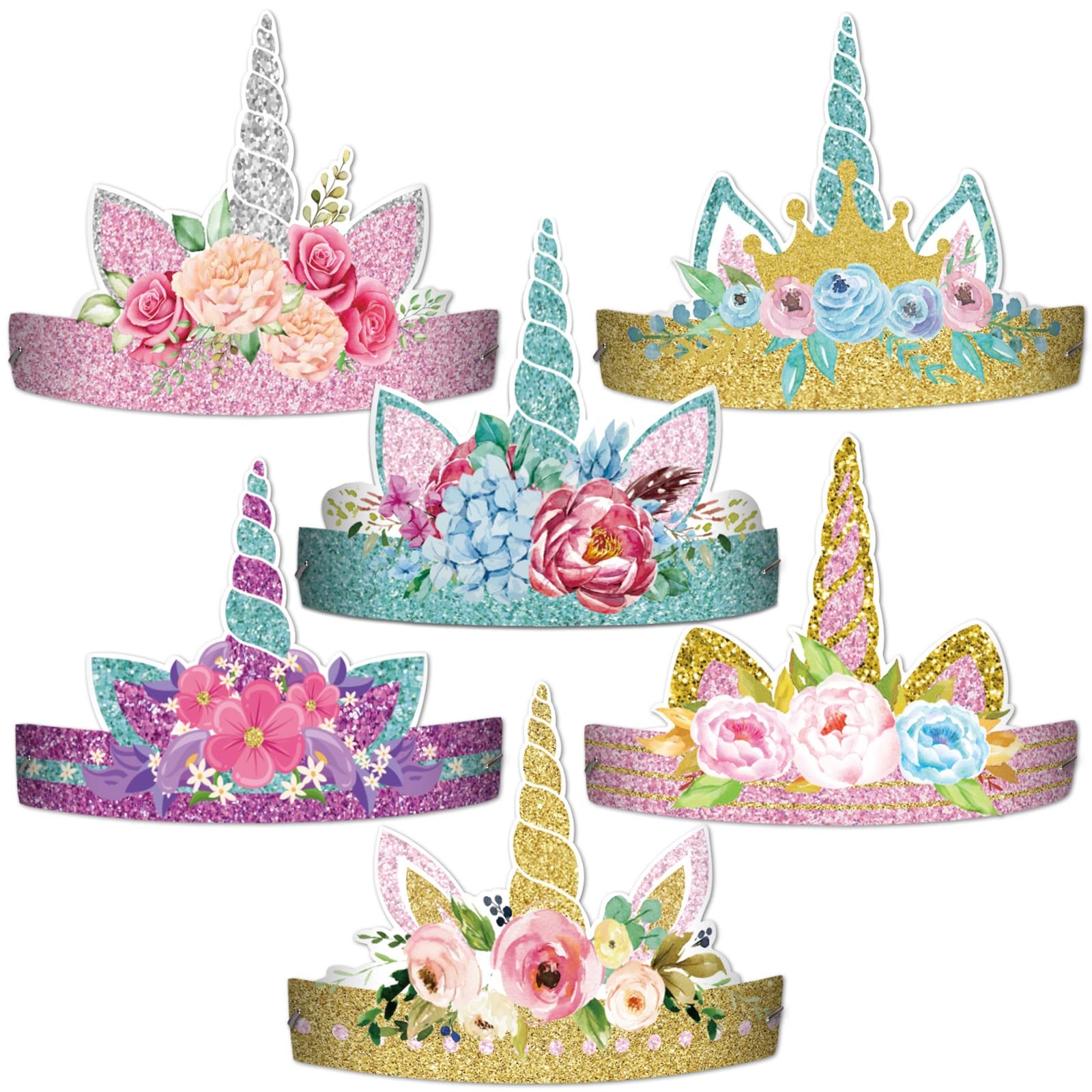 chiazllta 12 Pieces Unicorn Birthday Party 10inch*4.7inch, Purple,blue,pink