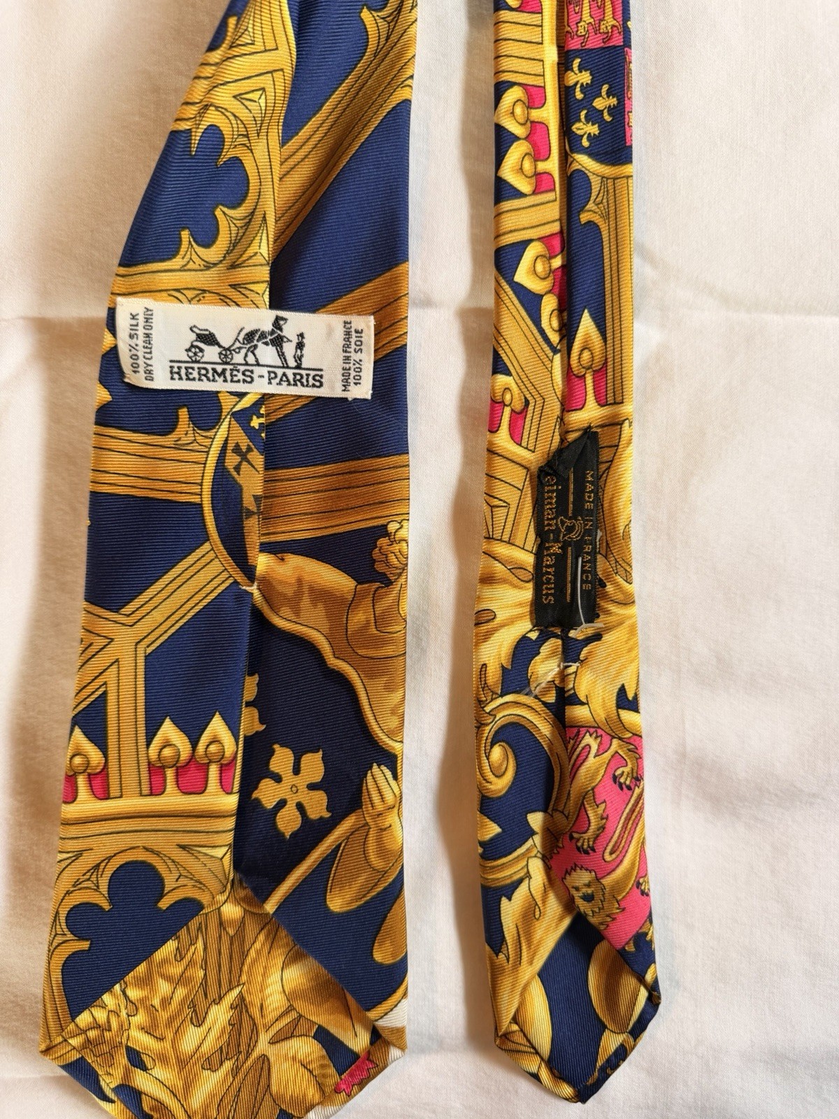 Hermes Men’s Silk Ties French Design Multicolor Luxury Design (sold as a pair)
