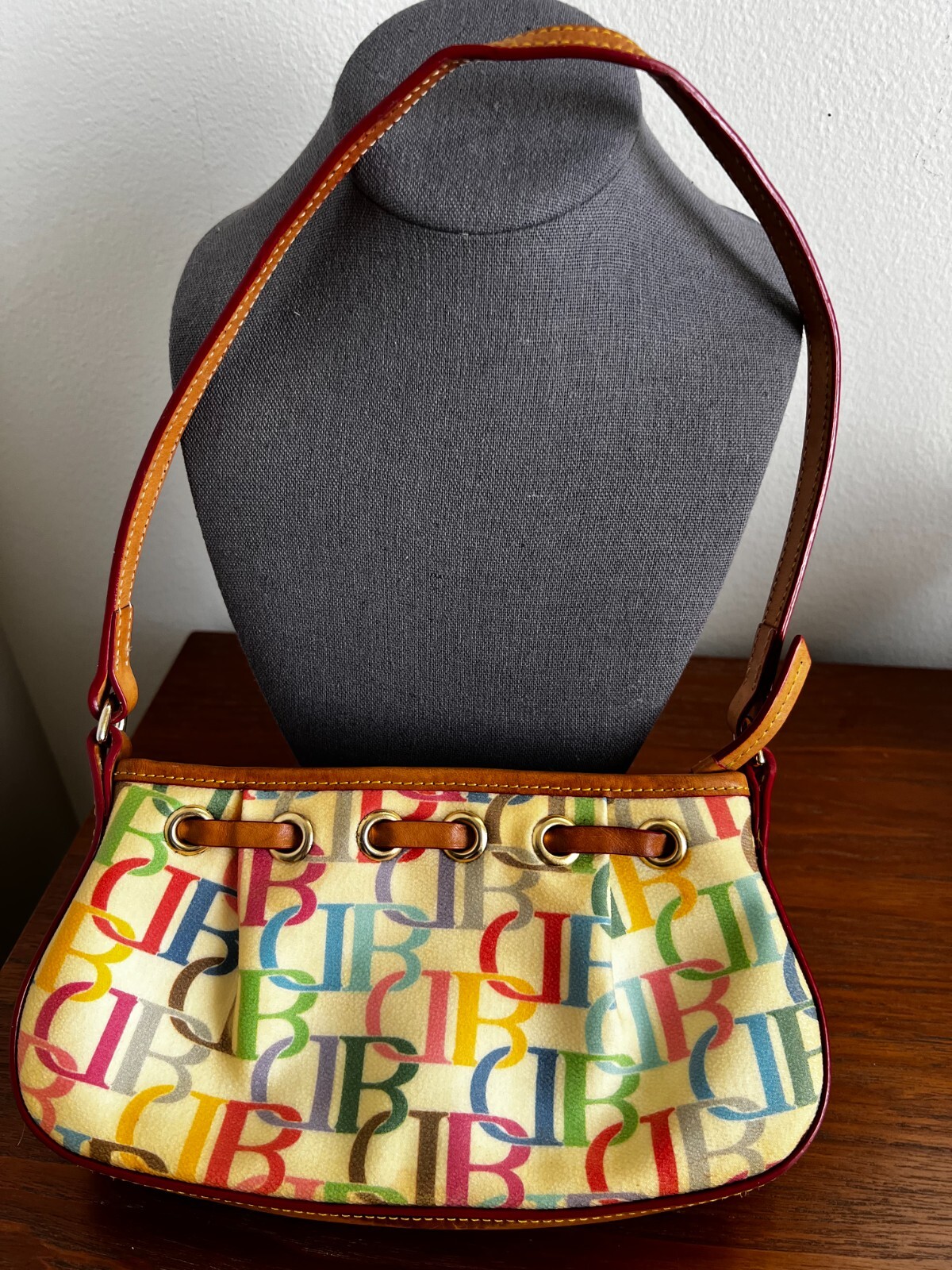 VTG Dooney & Bourke Purse SIGNATURE Rainbow Zipper Small 8.75 x 4.75