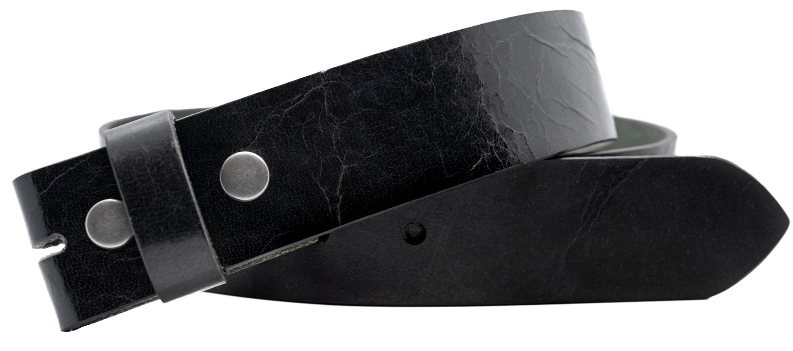 Full Grain Buffalo Leather Crunch Finish Belt Strap – Black