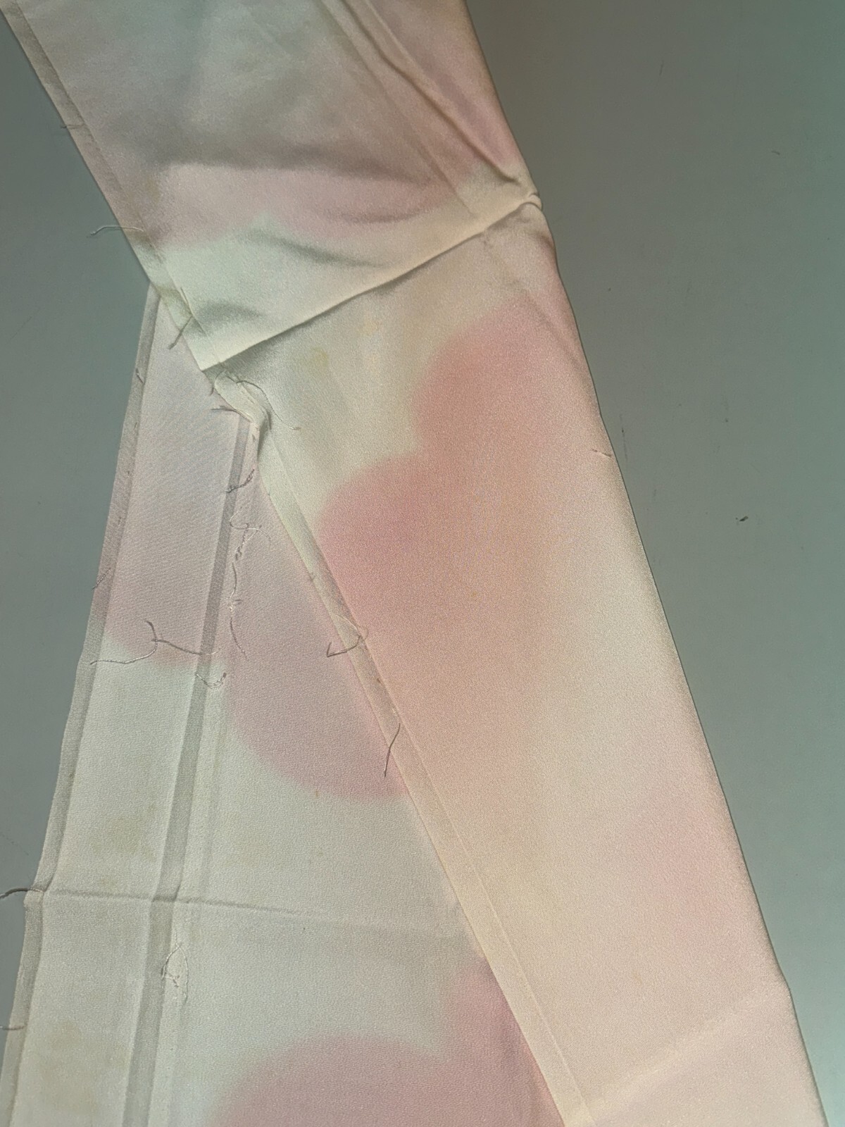 Japanese Vintage Kimono Fabric cloth Boro silk pink tradition Dirt 50.7×13.7in