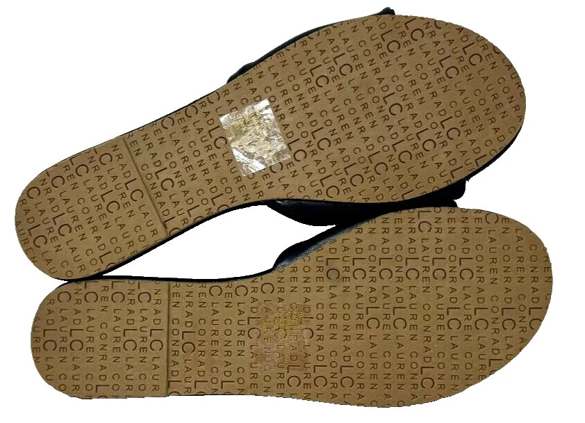 LC Lauren Conrad Women’s Cedar Knotted Slip On Slide Sandals Black Size:7 128S