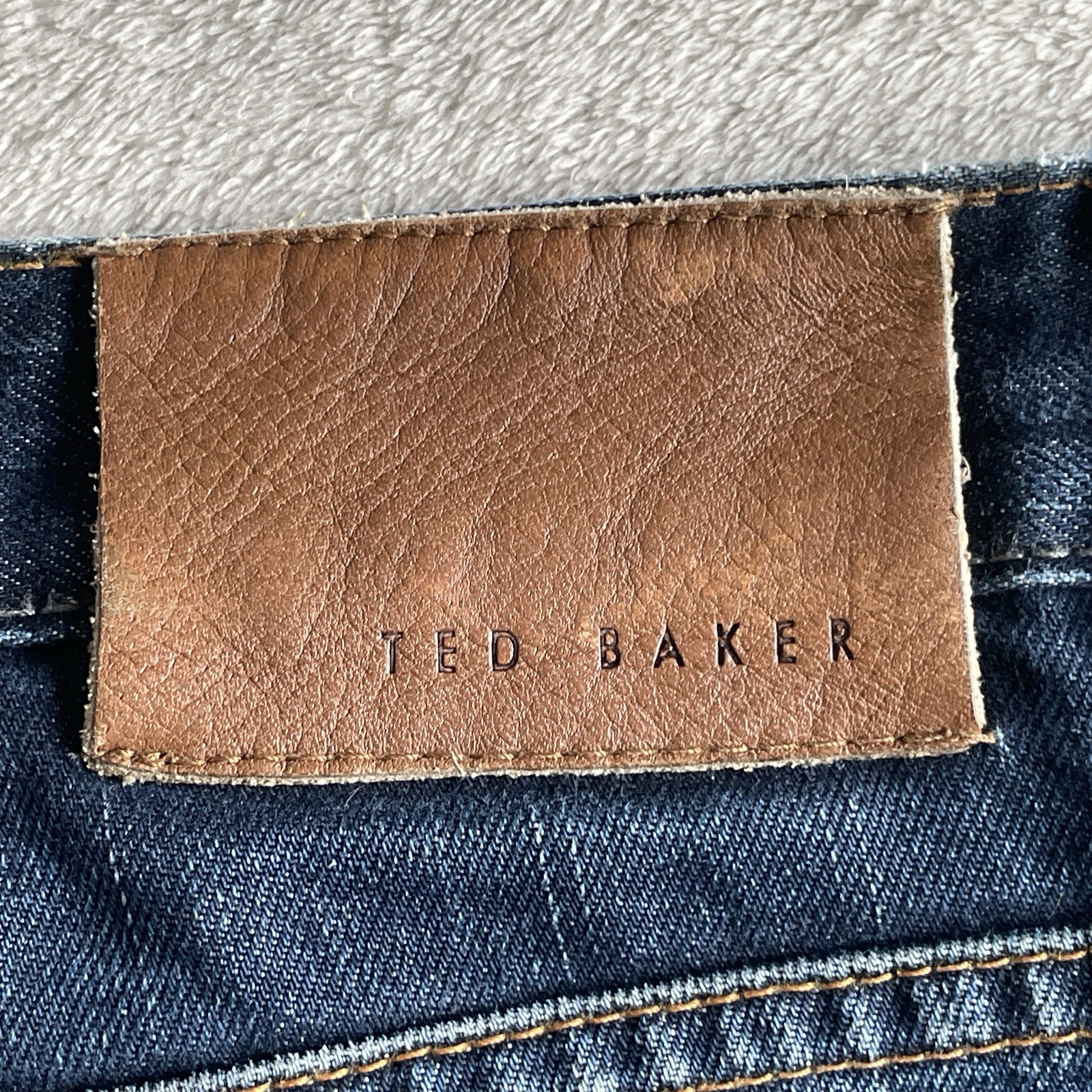 Ted Baker Tinned Sardines Denim Shorts Mens Waist 30 Blue Rolled Hem Preloved