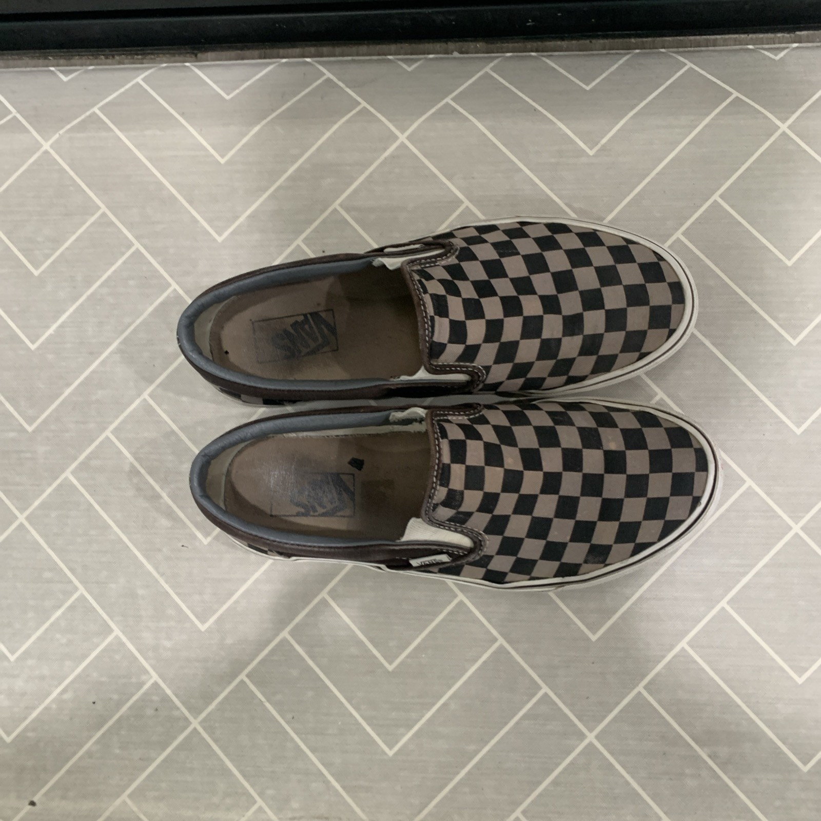 AS IS Vans Classic Shoes Mens Size 8.5 Womens 10 Black Gray Slip On Checkerboard