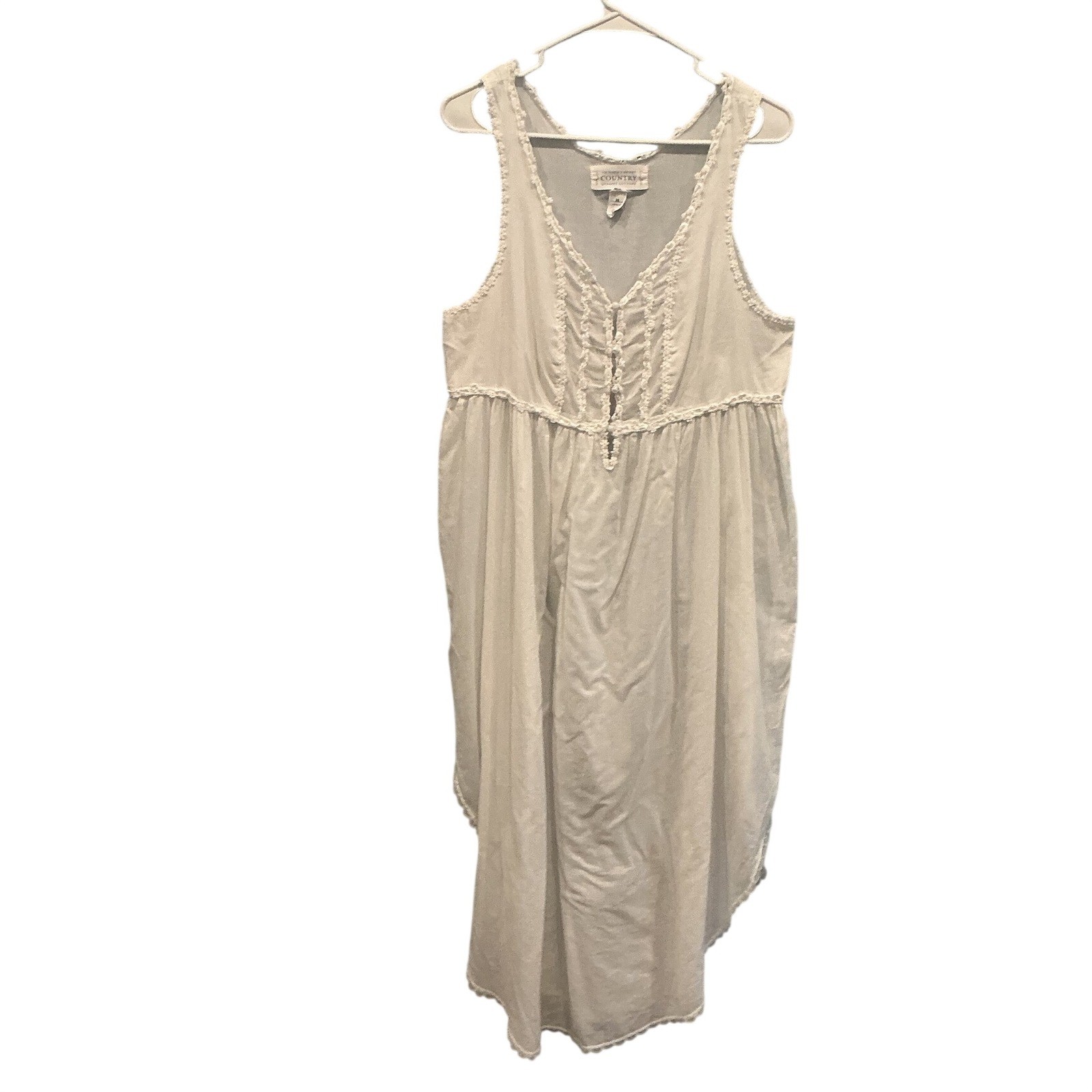 Vtg Victorias Secret Womens Lawn Cotton Nightgown M Lace Muslin Dress Cottage