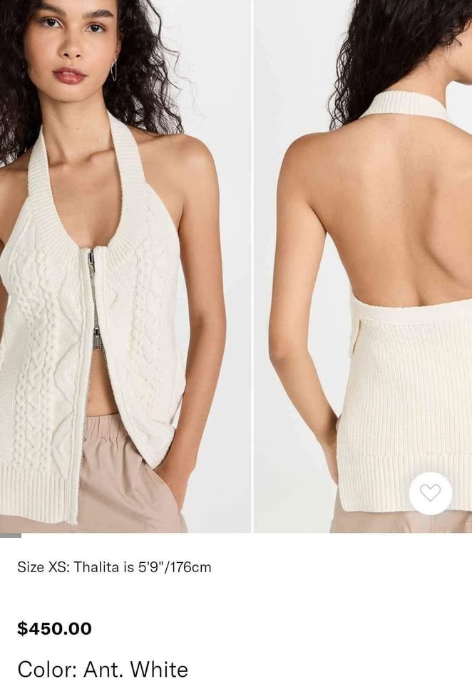 3.1 Phillip Lim Halterneck Medium Knit Off-white Wool Blend Front zip