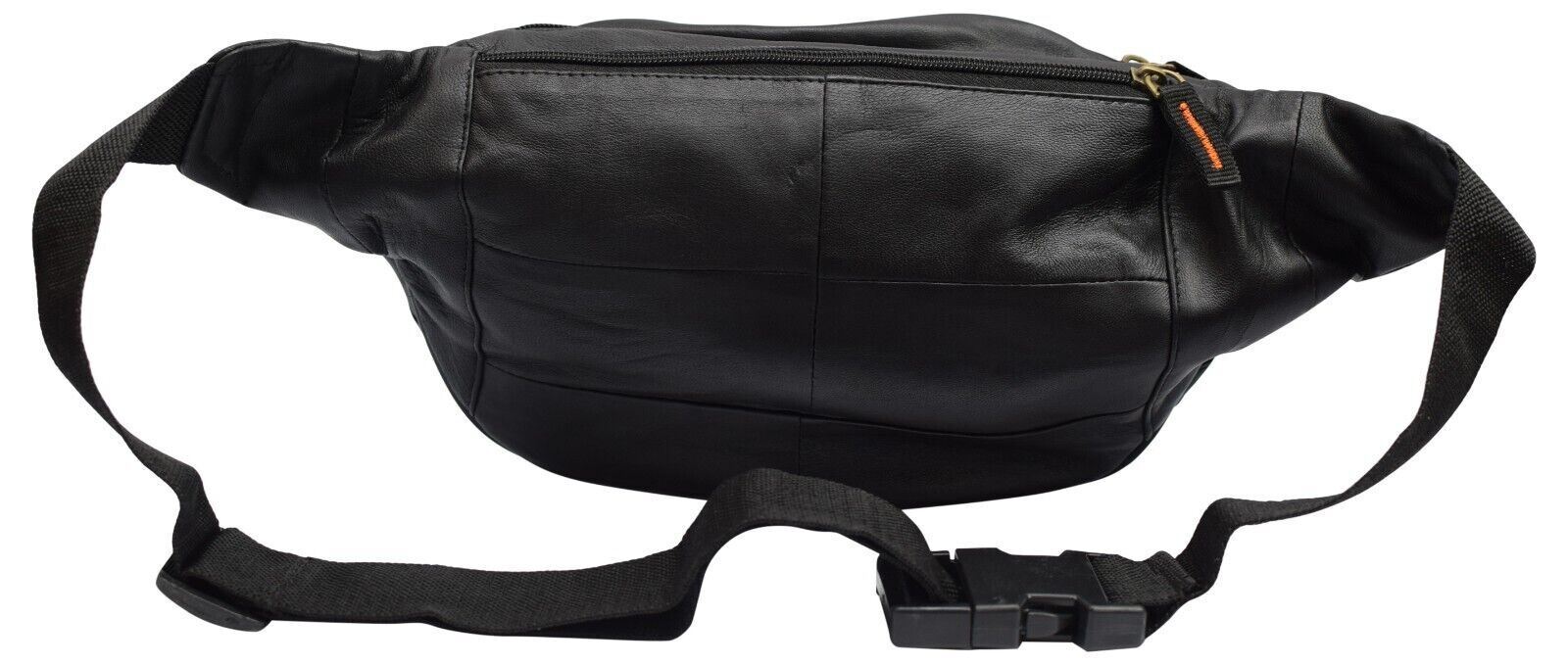 Genuine Leather Fanny Pack Multi Zippered Waist Bag Hip Belt Purse Black Pouch
