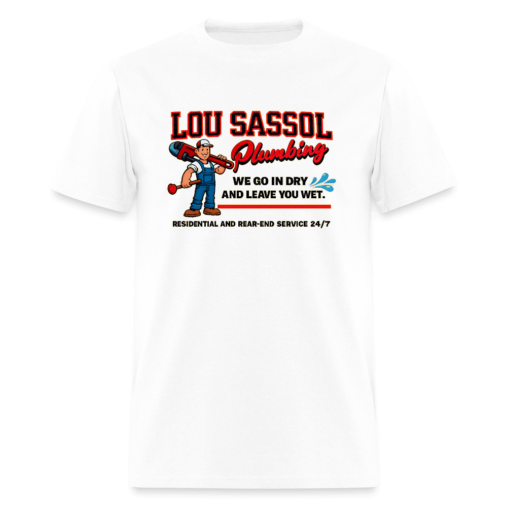 Lou Sassol Plumbing Funny Men’s T-Shirt – Adult Humor Graphic Tee