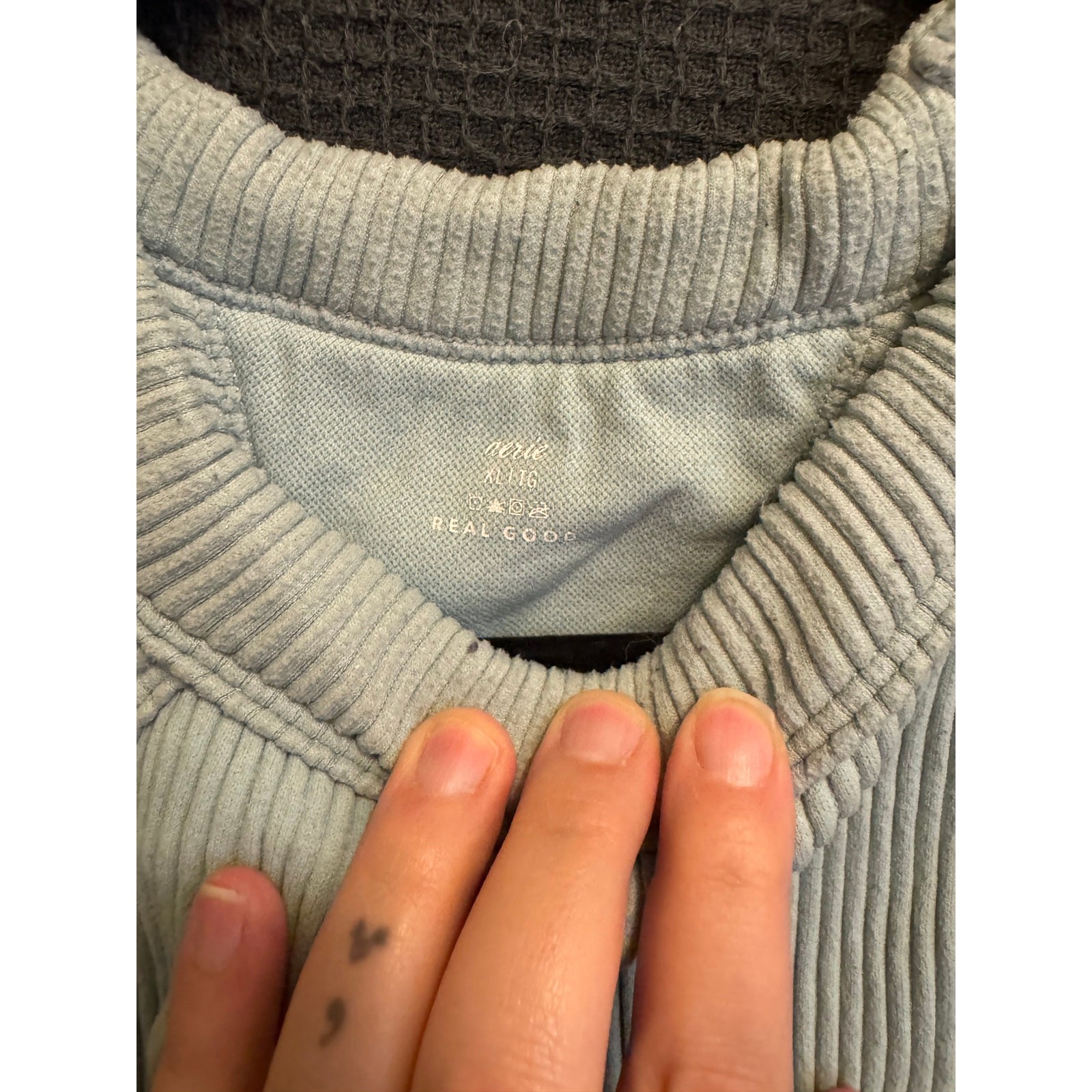 Aerie Superchill Seamless High Neck Bra Top Sterling Blue (discontinued style)