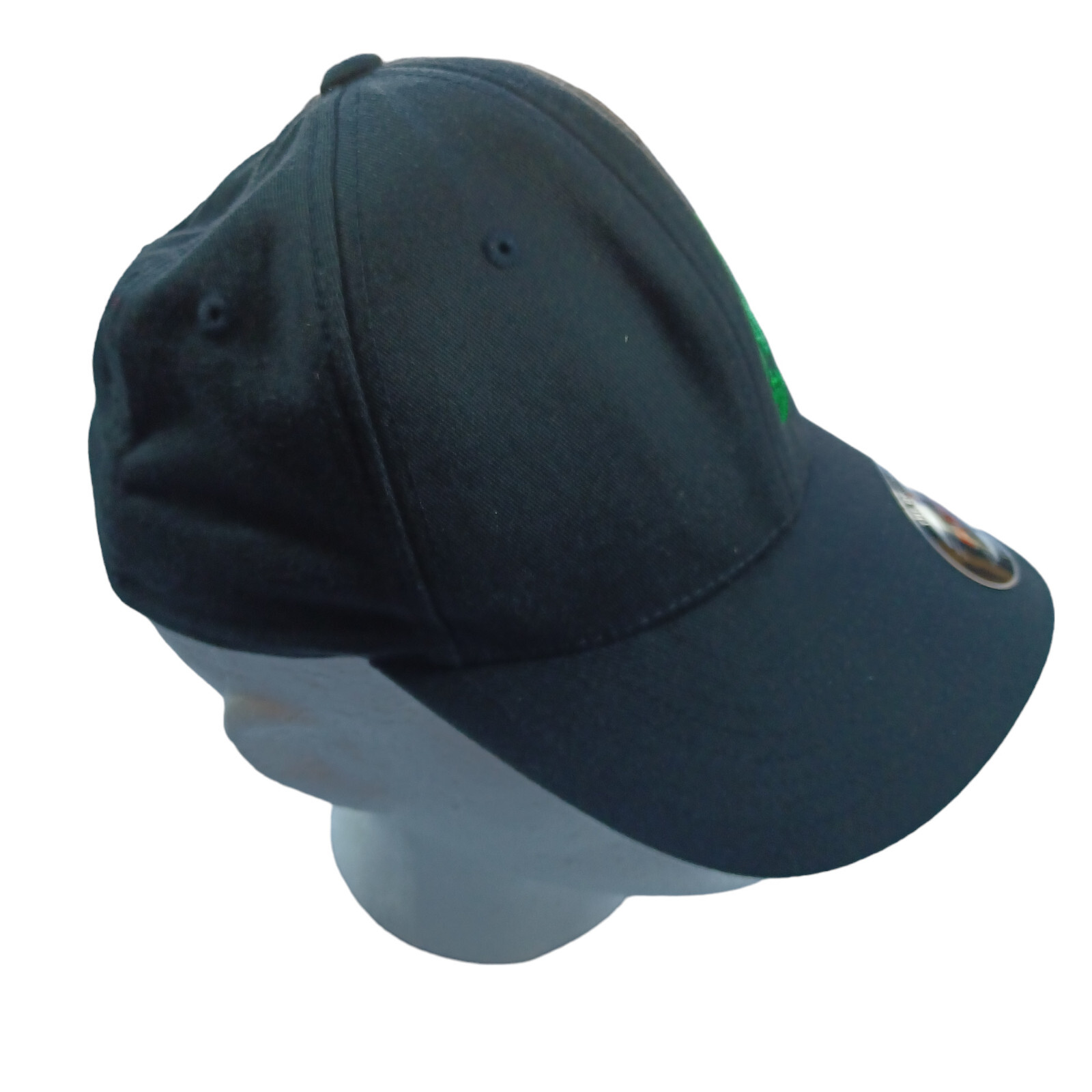 FlexFit Short billed cap S/M (6 3/4-7 1/4) Elastic back Black/Grey/Green