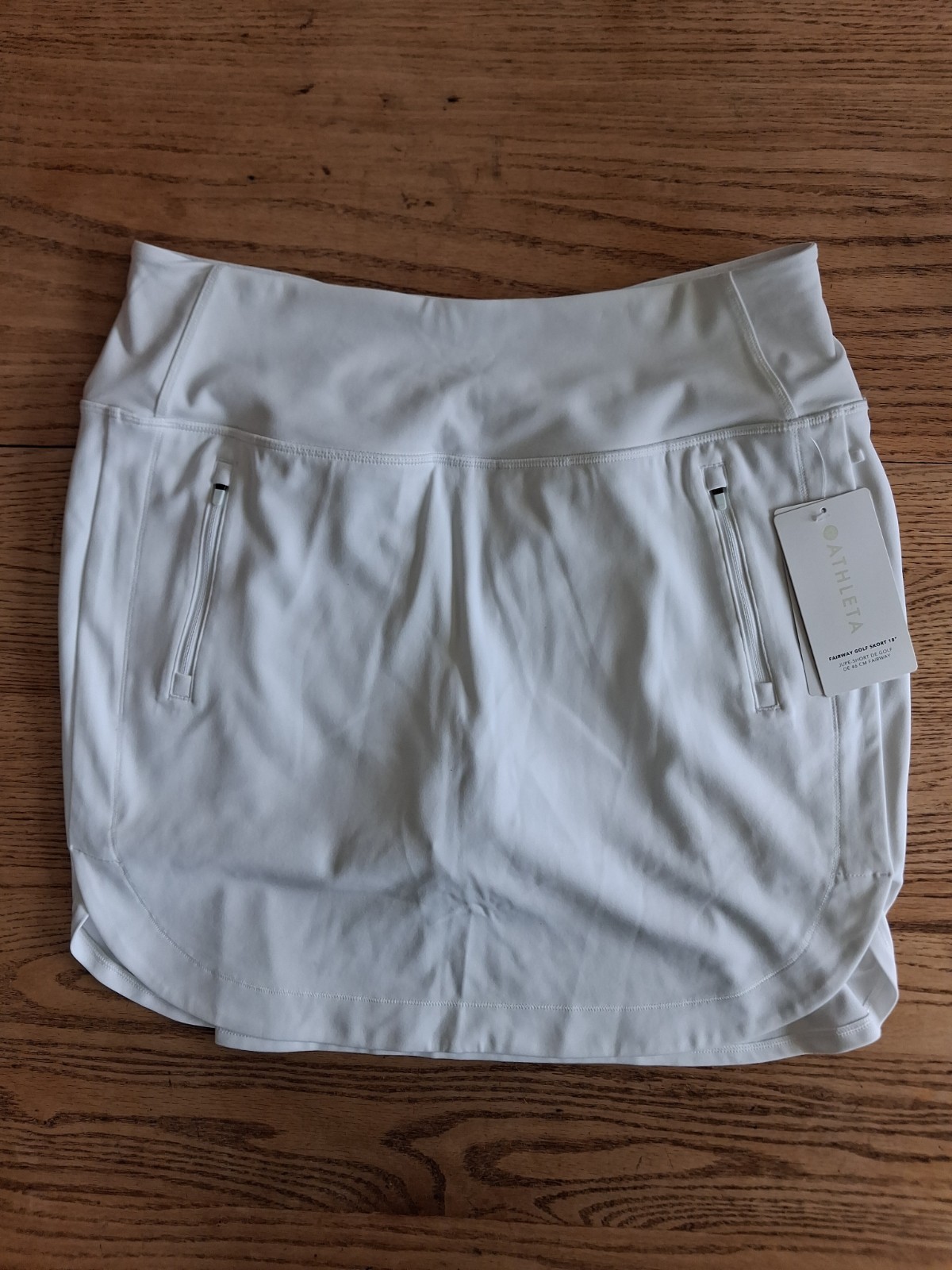 NWT Athleta Fairway Golf Skort 18” Built-in Shorts White Womens Sz L
