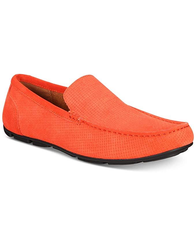 Alfani Kendric Mens Textured Drivers Moccasin Loafer sShoes, Orange NWB
