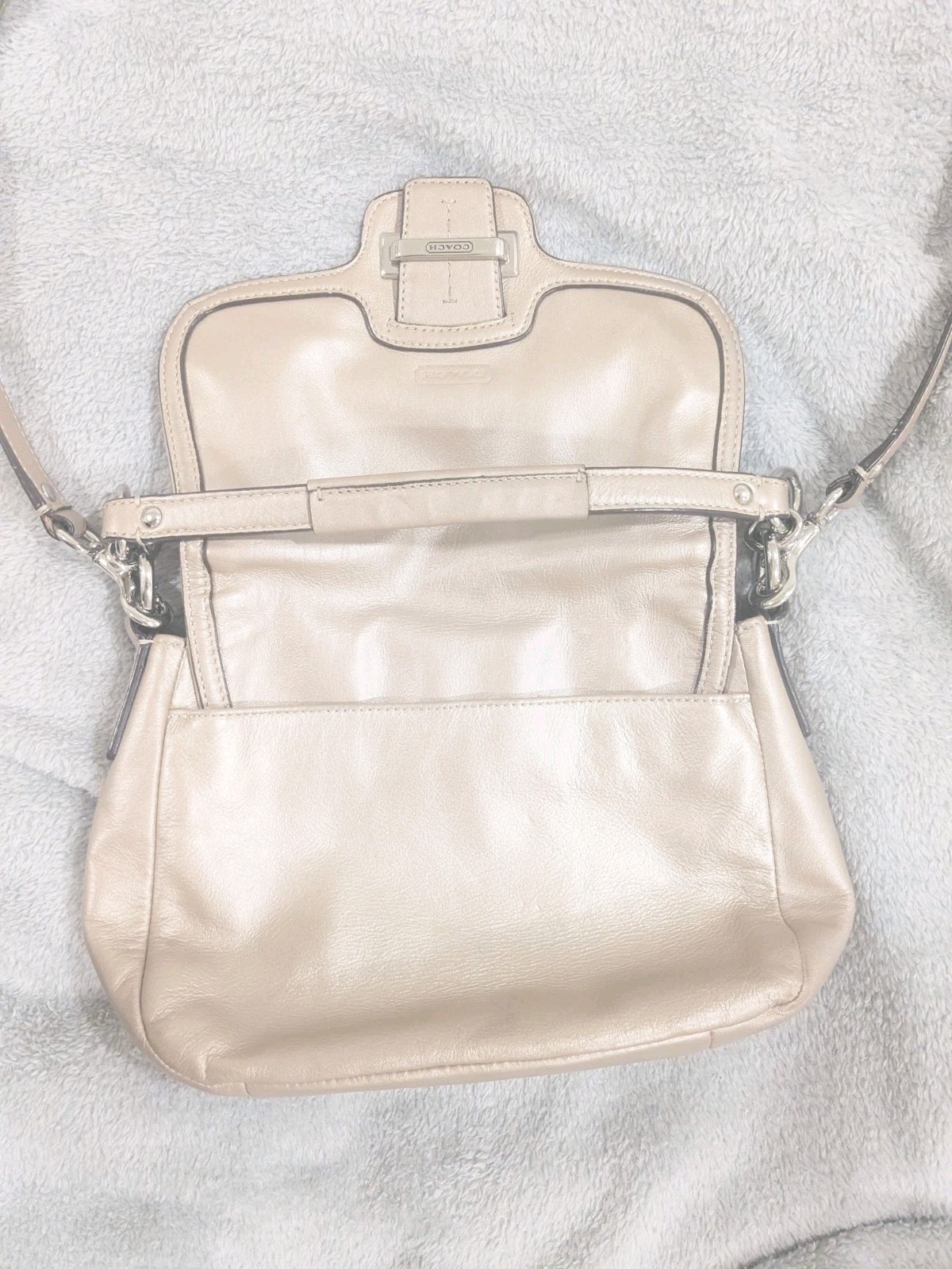 Coach Metallic Champagne Gold Taylor Leather Flap Shoulder Crossbody F25206 2013