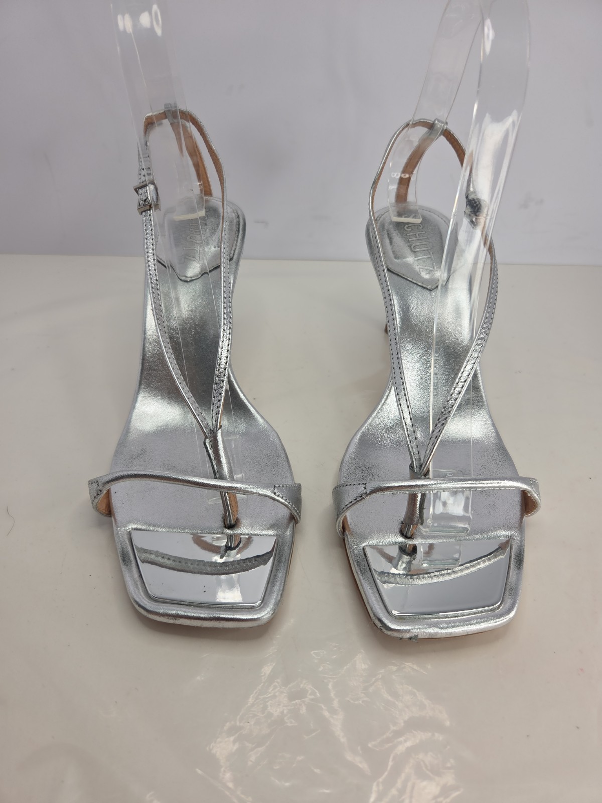 Schutz High Silver Leather Sandal w/Detachable Leather Gladiator Ties Sz 7.5B