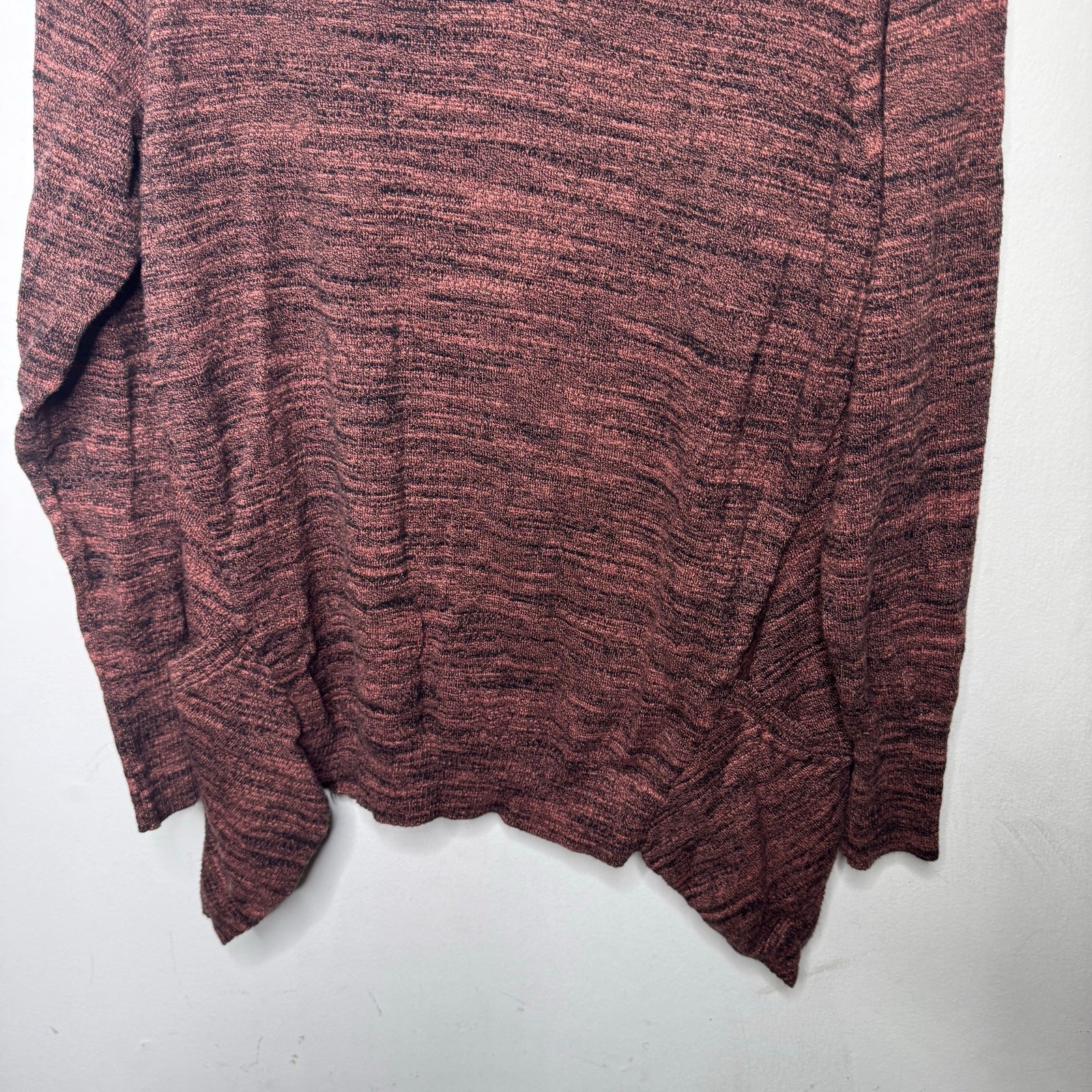 LOGO Lori Goldstein Large Orange Marled Knit V-Neck Top w/ Handkerchief Hem