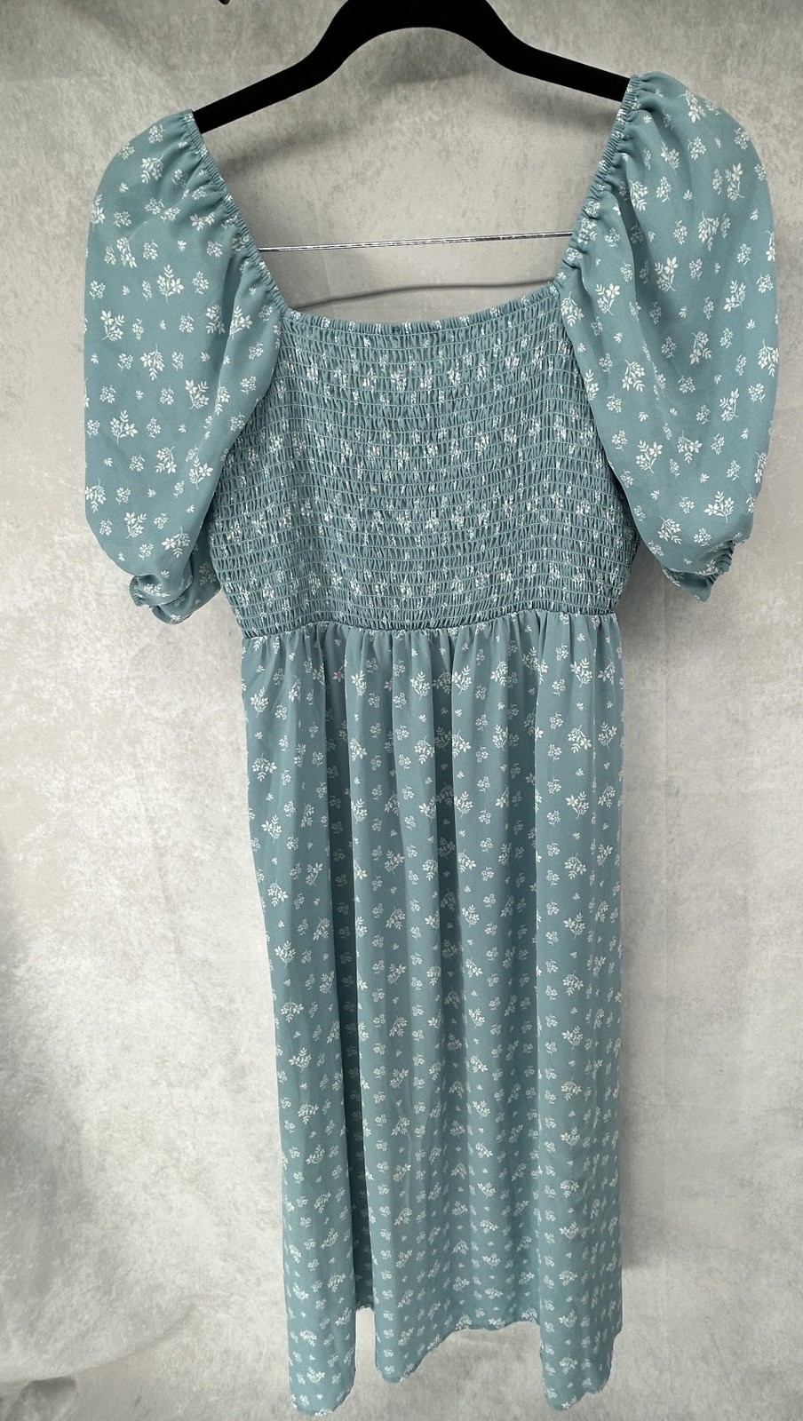 Hesperus Peasant Blue Floral A-line Dress Sz S Cottage Core Empire Waist Midi