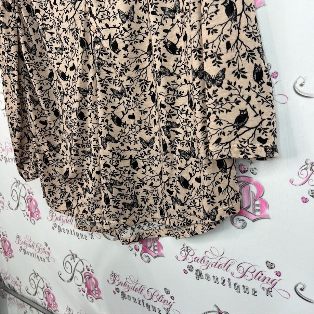 H&M button up long sleeve owls birds butterfly 🦋 Floral Print Women’s Top