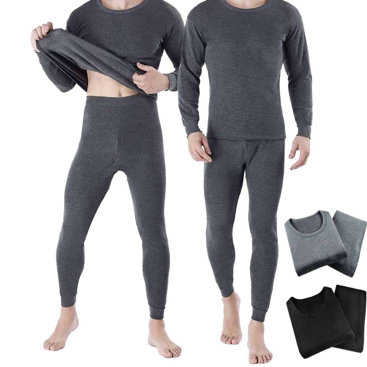 Men’s Fleece Lined Long Johns Thermal Underwear Base Layer Set for Cold Weather