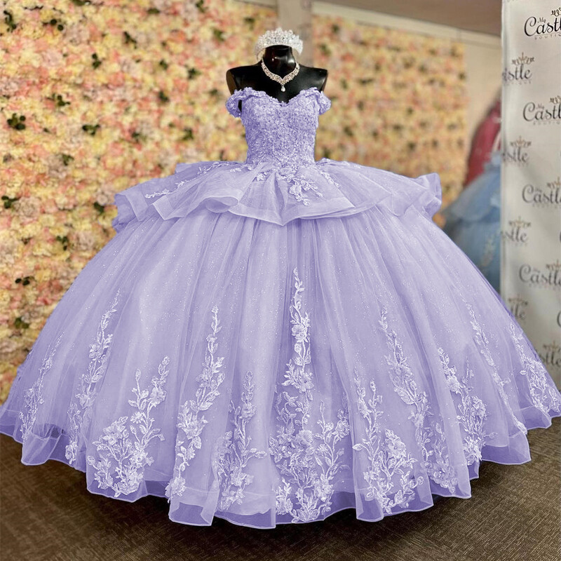 Quinceanera Off-Shoulder Dress Sweet 15 16 Birthday Party Prom Dress-