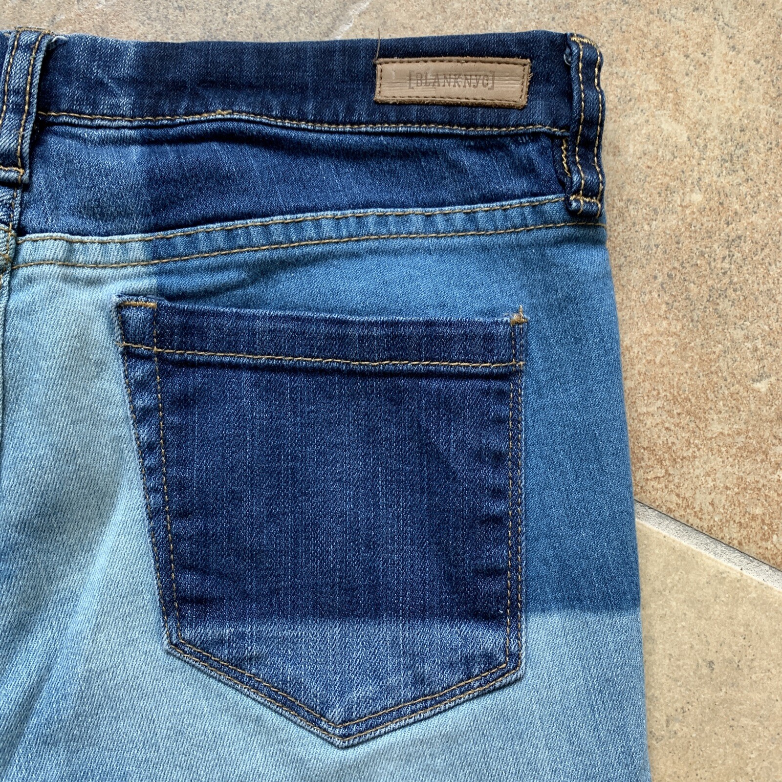 blank nyc women 27 Blue cotton blend denim skinny patchwork jeans HH