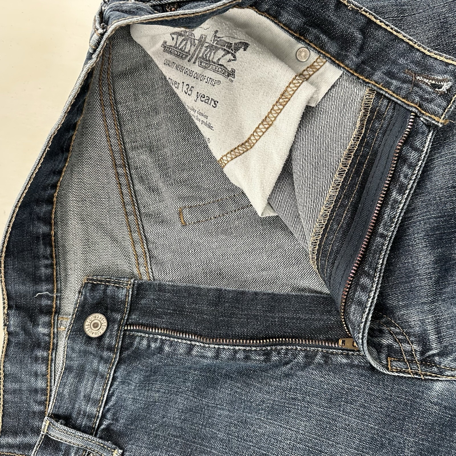 Y2K Levis 550 Relaxed Straight Jeans Fits 36×34 Distressed Blue Dark 100% Cotton