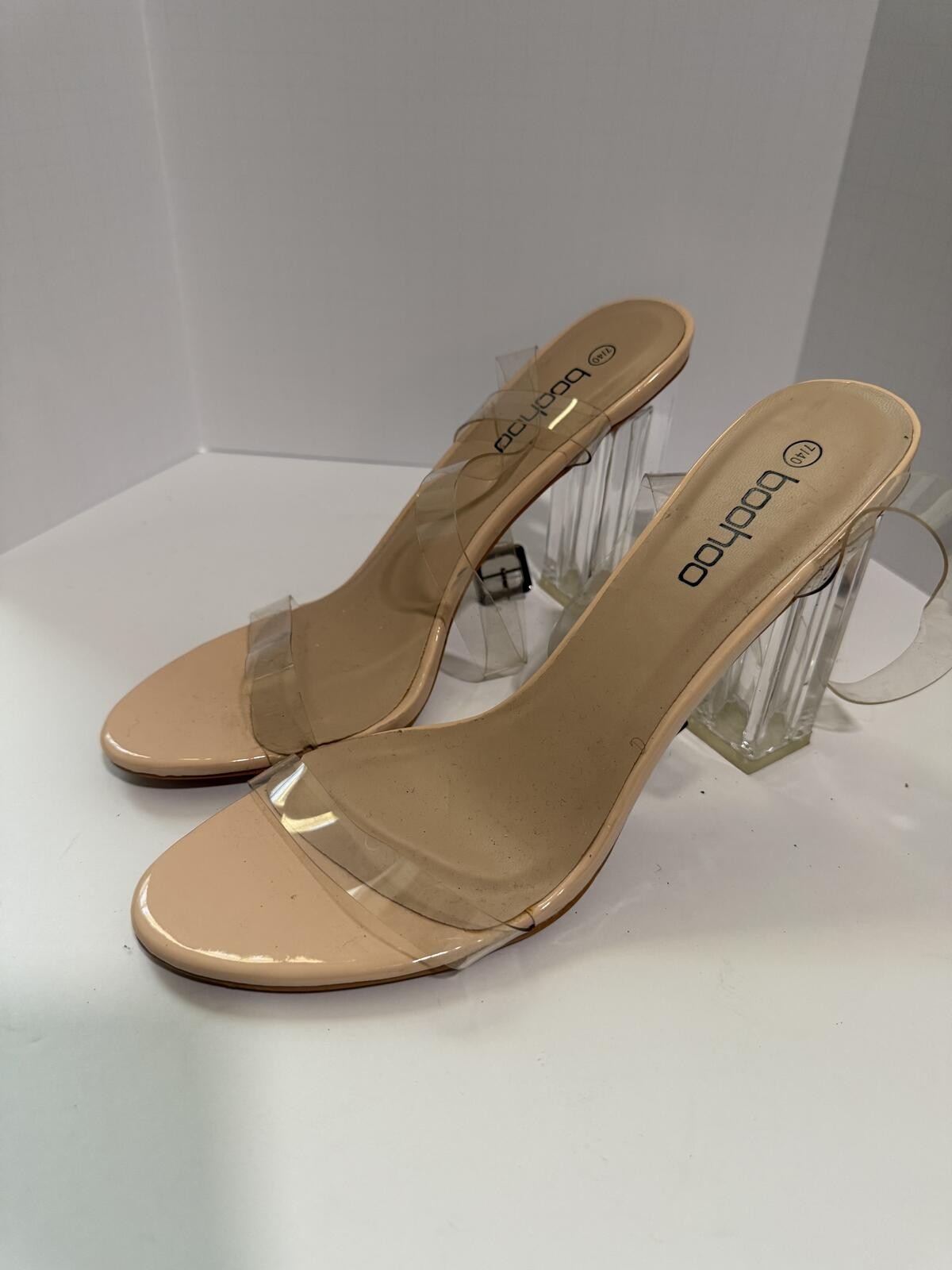 Boohoo clear Strappy chunky heels