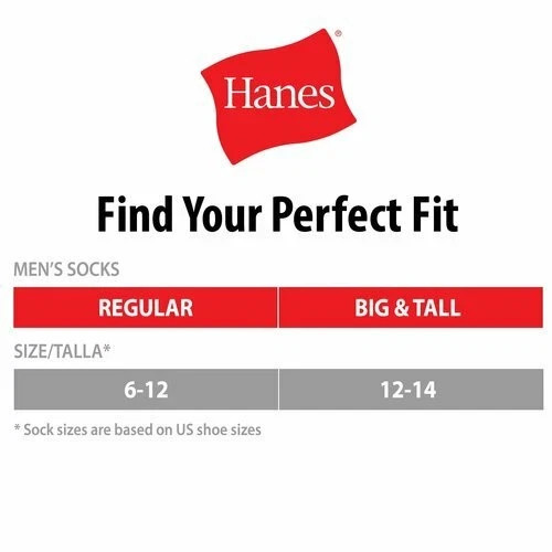 6 Pack Hanes Men’s Lightweight Liner Socks FreshIQ Breathable Non-Slip Heel New