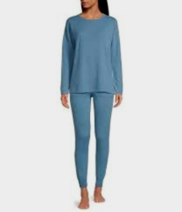 Van Winkle & Co Cashmere 2 PC Lounge Set Womens L Baltic Blue $276 Luxurious NWT