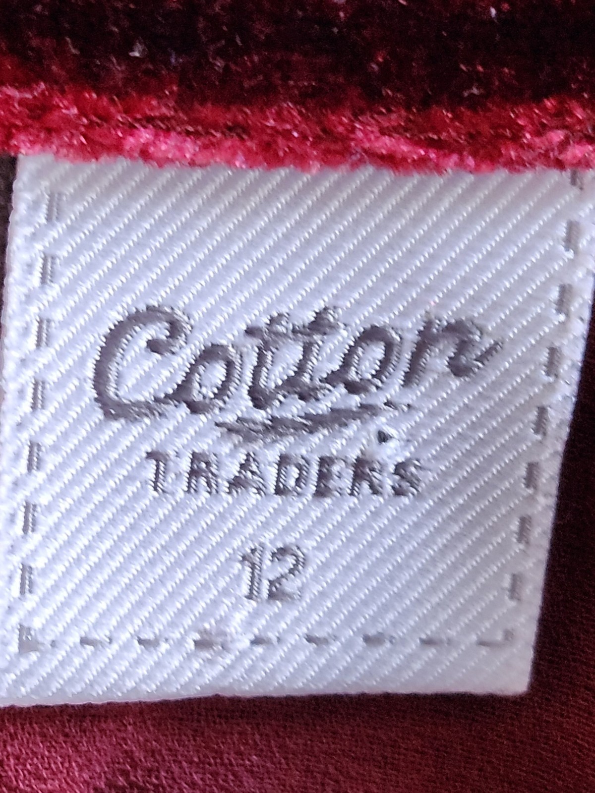 Cotton Traders Women’s Velvet Deep Red Top 3/4 Sleeve Size 12