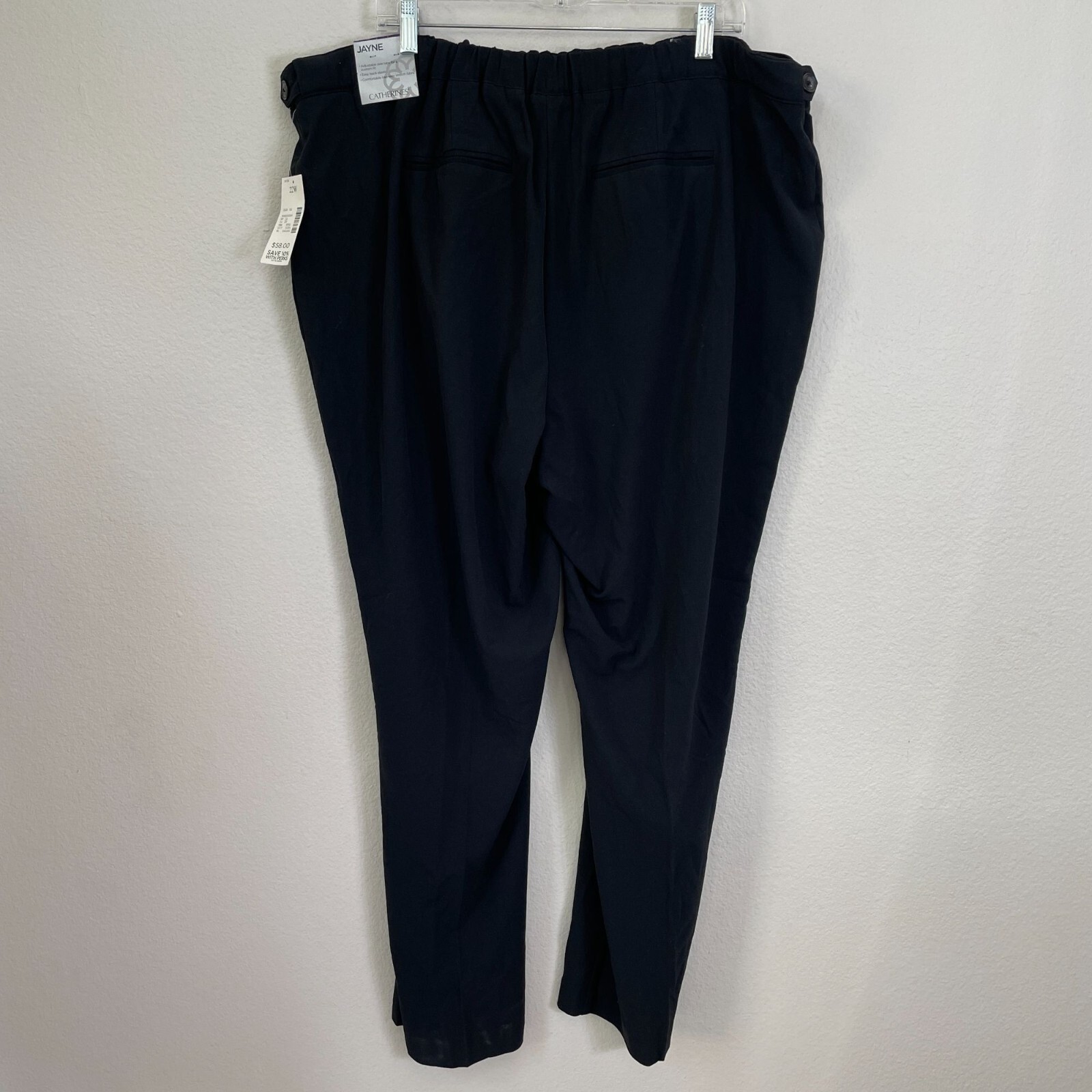 NEW Catherines Womens Plus 22W Jayne Pants Adjustable Side Tabs Black Trousers