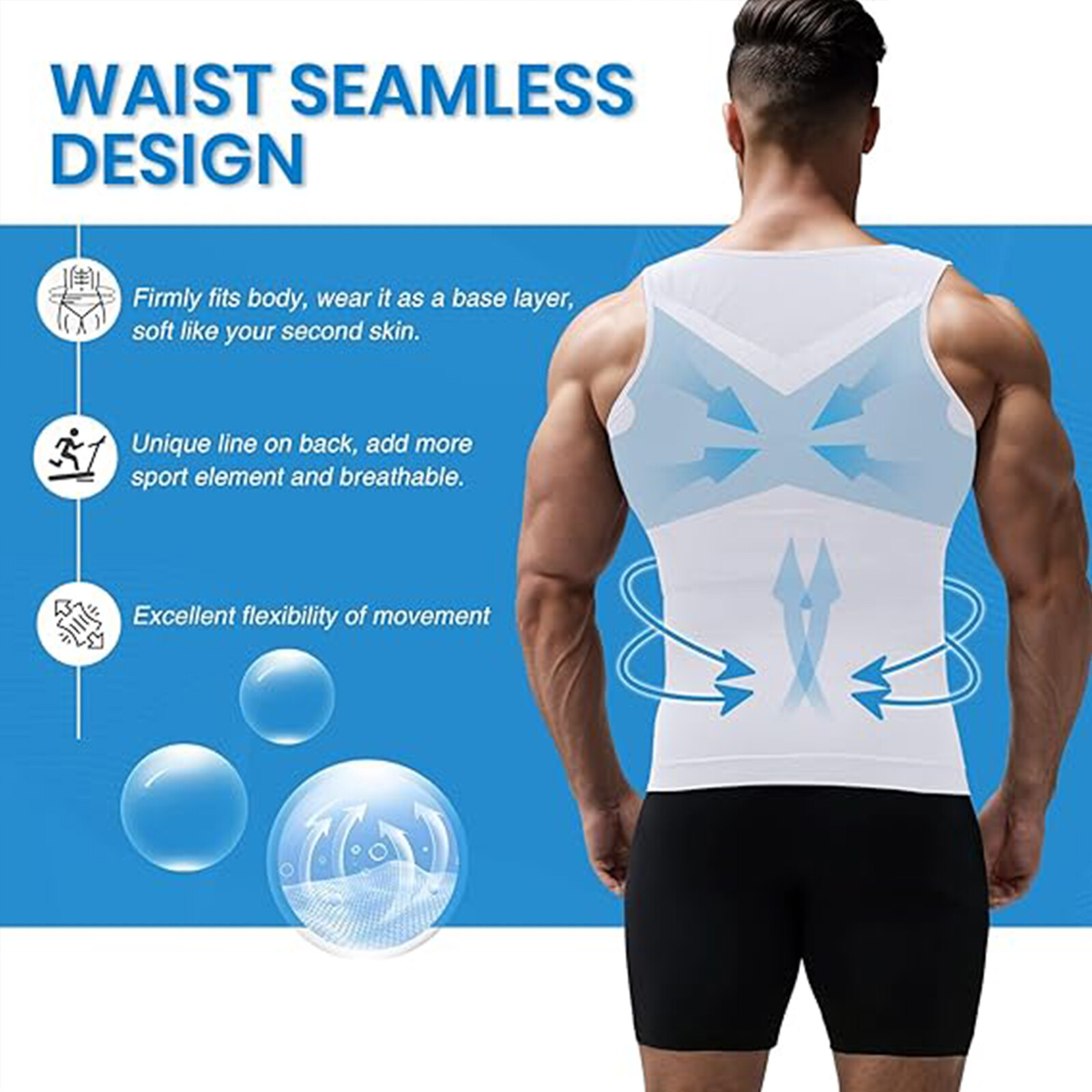 Mens Slimming Body Shaper Tank Top Abdomen Gynomastica Compression Vest Shirt
