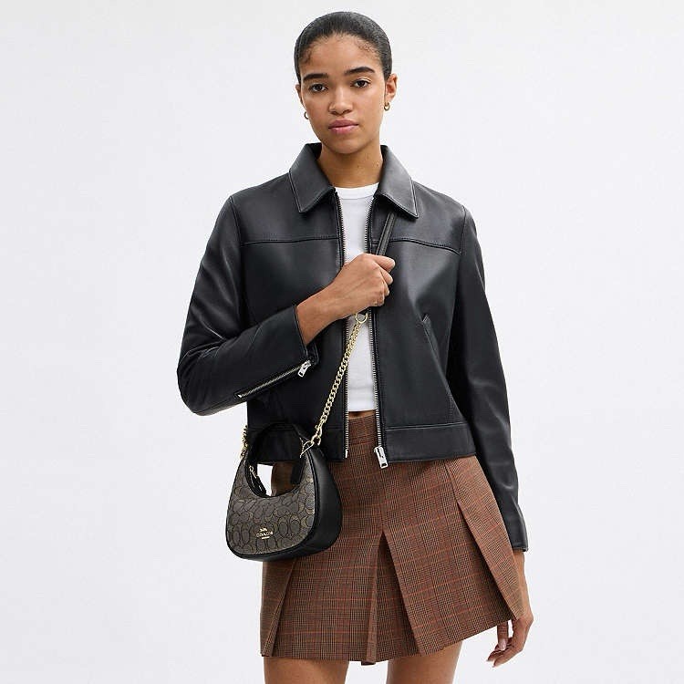 NWT Coach CCF76 Carmen Mini Crossbody Bag In Signature Jacquard Leather $298