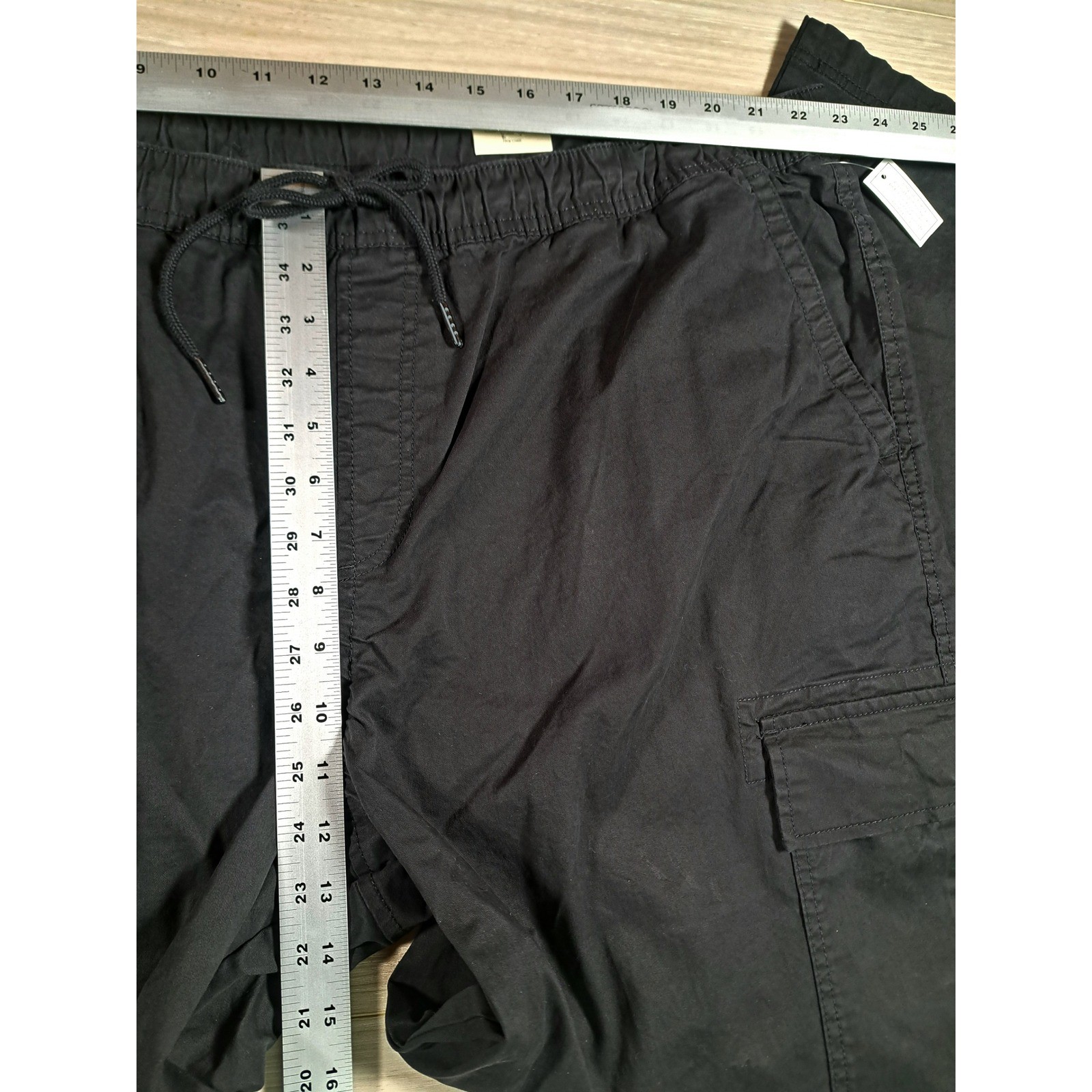 No Boundaries Mens Black Cargo Pants Straight Fit Elastic Waist 2XL 44-46 NWT