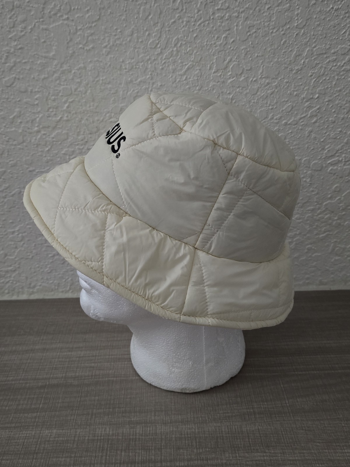 CELSIUS Essential Energy Drink Quilted Puffer Bucket Hat White Cream Solost