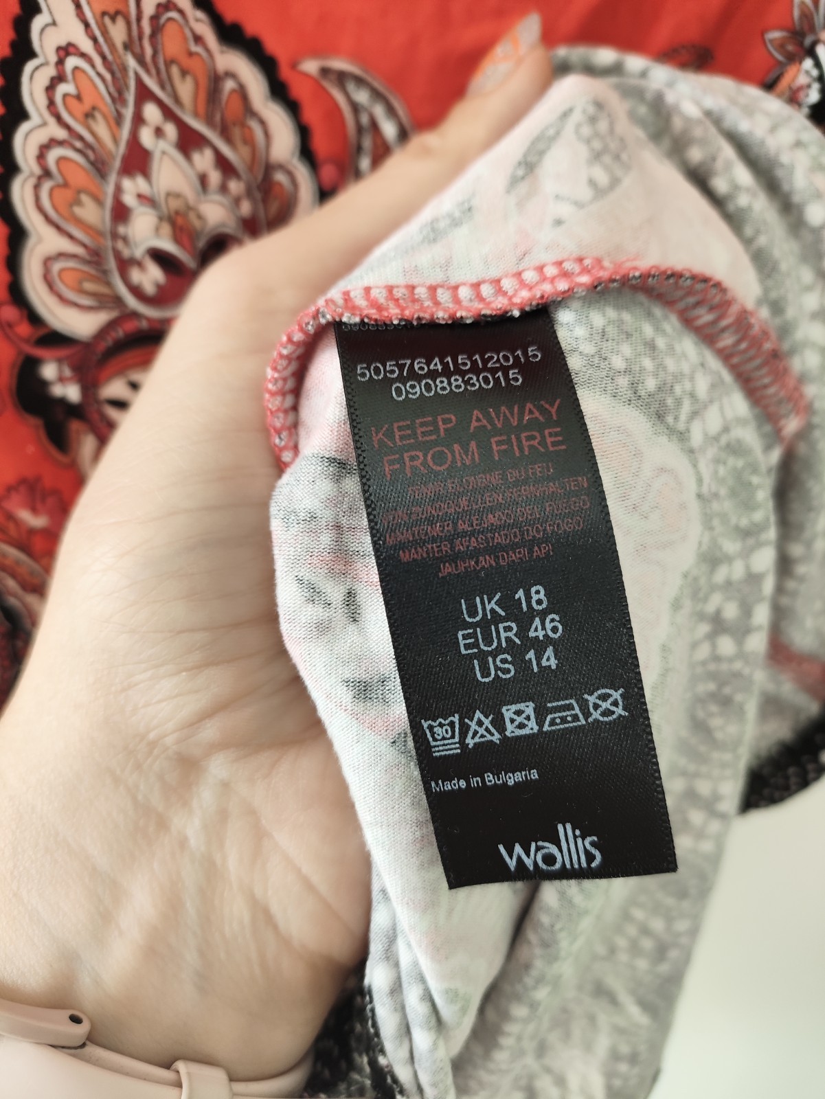 Wallis Womens Top Blouse Size 18 Red Black Paisley Summer Casual Short Sleeve