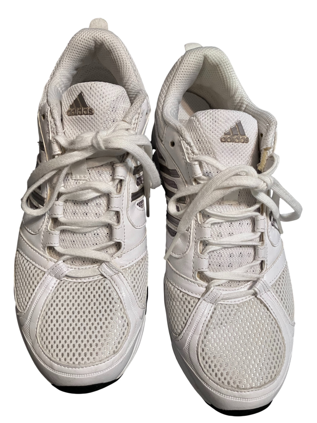 adidas Shoes For Women 7.5 White Silver Mesh Running Walking Sneakers