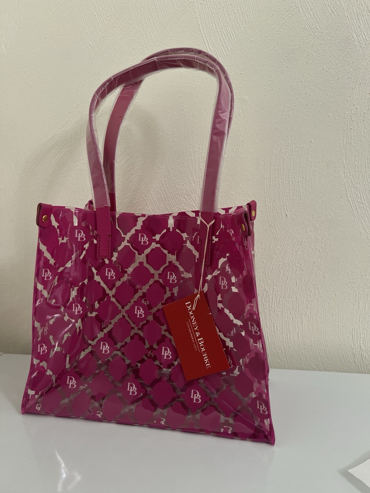 DOONEY & BOURKE DB MEDIUM SHOPPER TOTE HANDBAG CLEAR Transparent Hot Pink