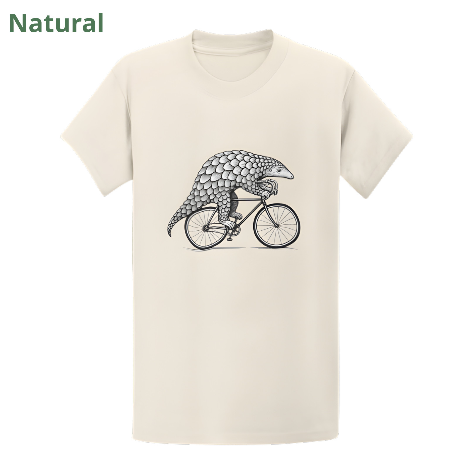 Pangolin on Bicycle T-Shirt – Hand Screen Printed Cute Animal Bike Gift Tee