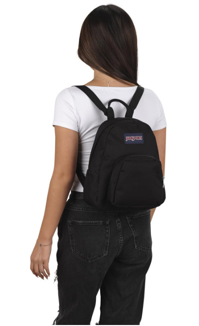 JanSport Half Pint Mini Backpack Black Lightweight Travel Daypack 10.2L