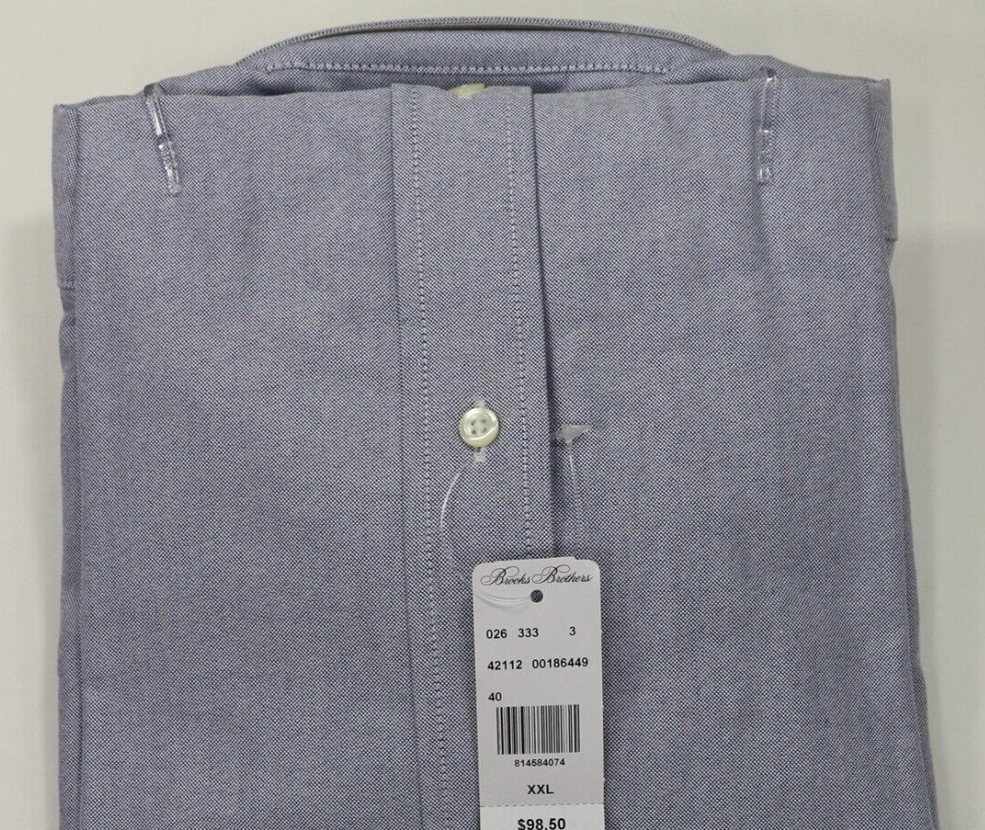 Brooks Brothers Regular The Original Polo Shirt XXL Non-Iron Stretch Light Blue