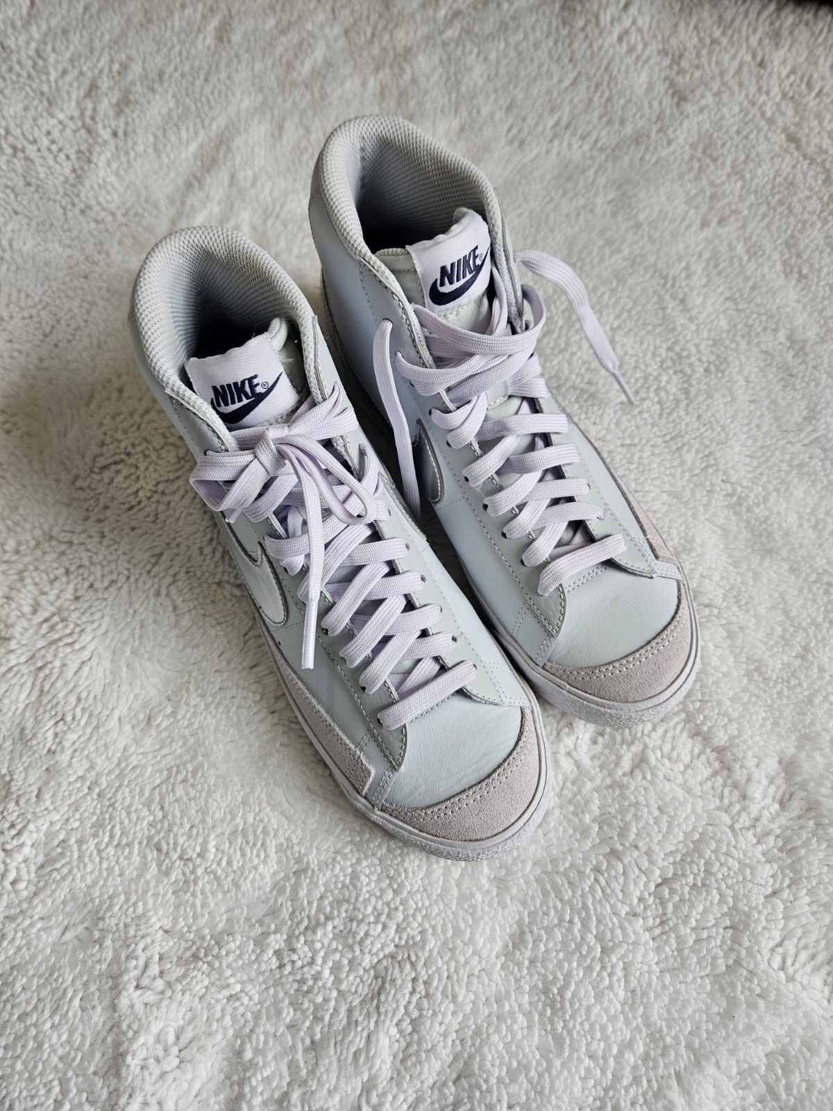 Nike Blazer Mid 77 Light Blue Silver Metallic High Top Sneakers CZ1055-400