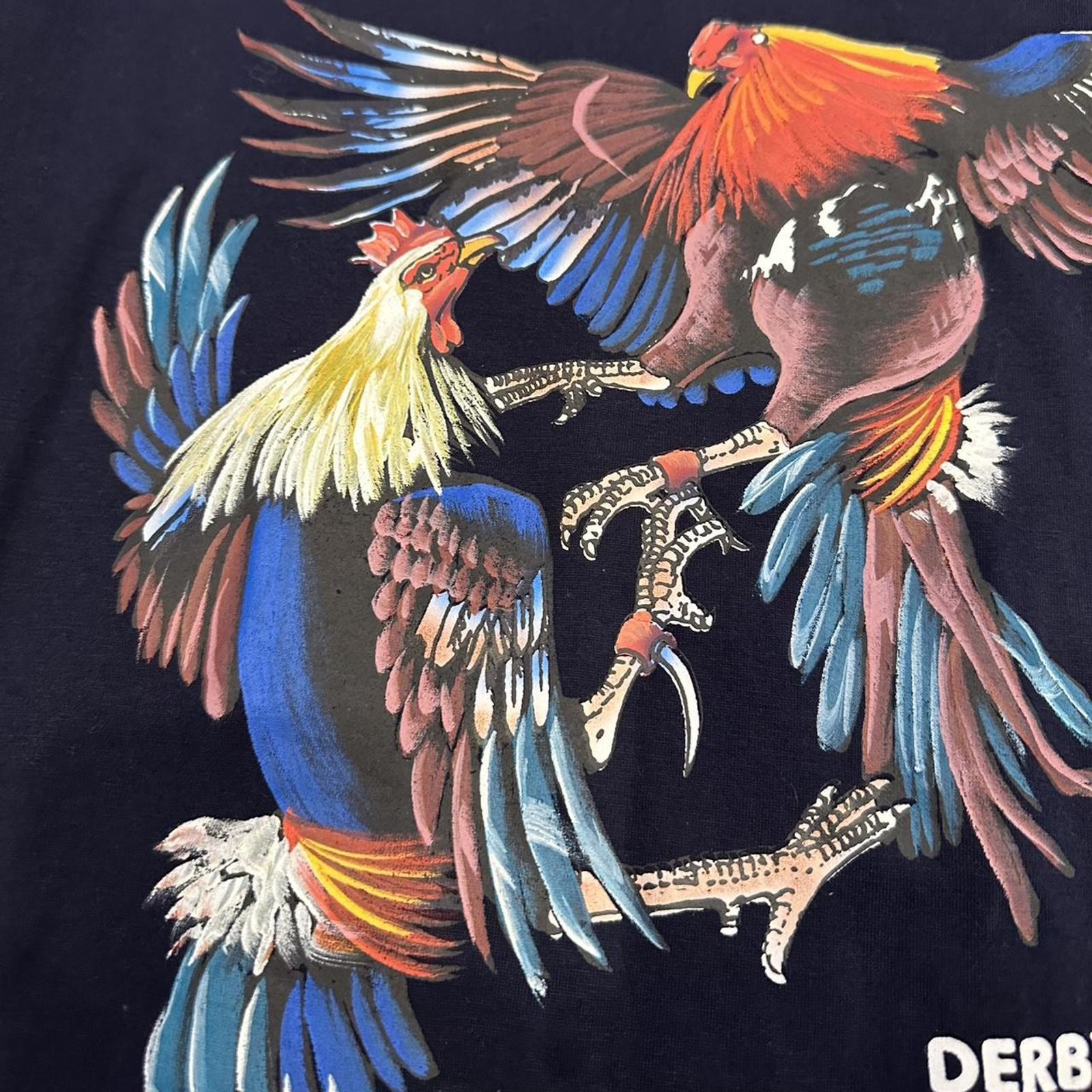 Hand painted Navy Derby Champ Battlecock Philippines T-shirt size xl