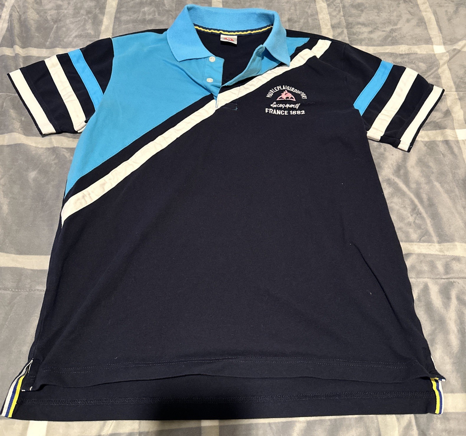 Le Coq Sportif Men’s Polo Shirt Tennis Teal Color Blue Large L 40 France 1882