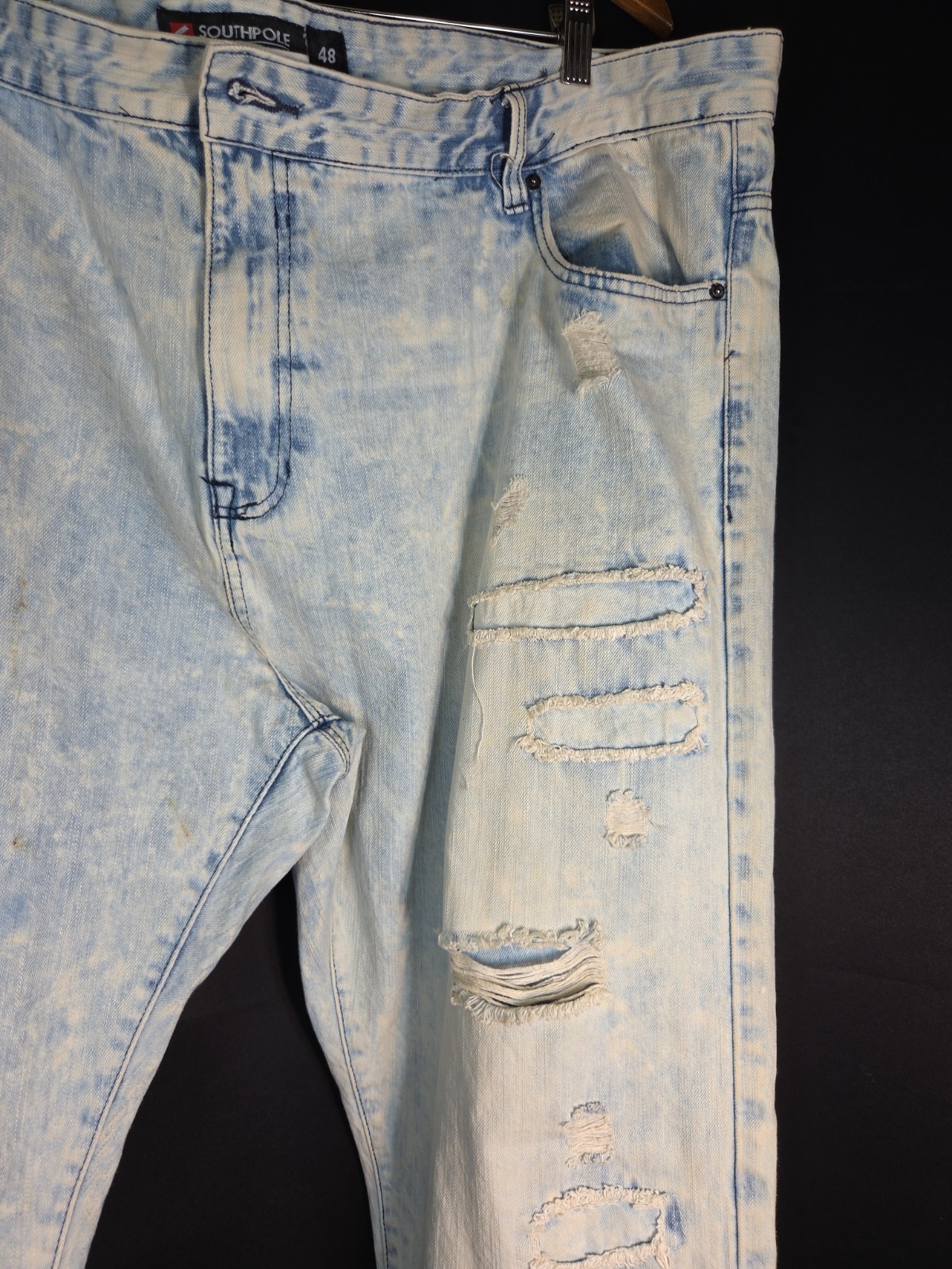 Southpole Mens Jeans 48 to 50″x 32″ 100% Cotton Acid Wash Denim Retro Distressed