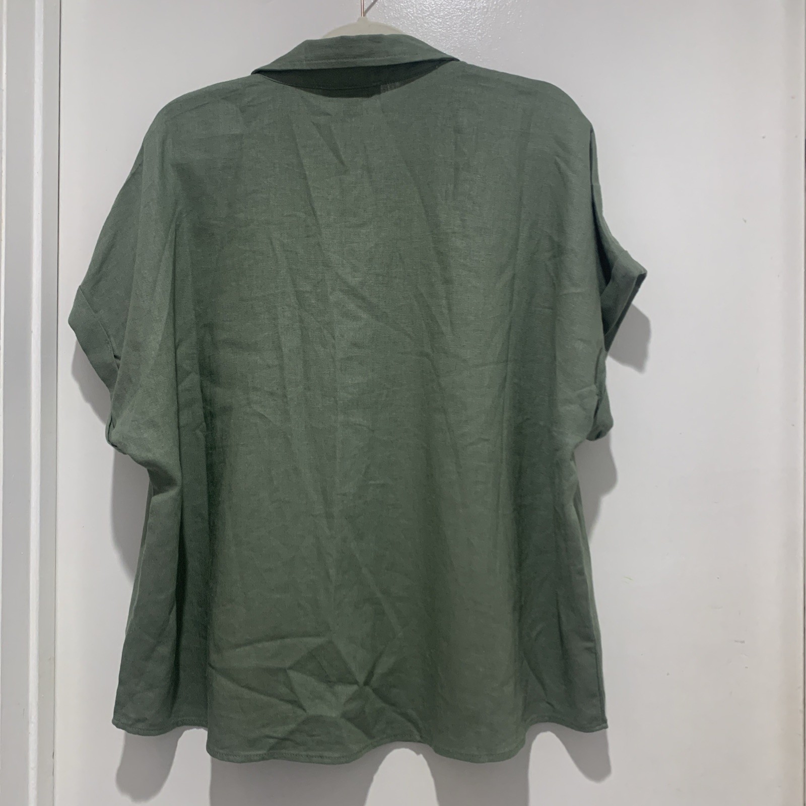 NWT Nine West XL Sea Spray (sage Green) Linen SS PKT Shirt Extra Button Included