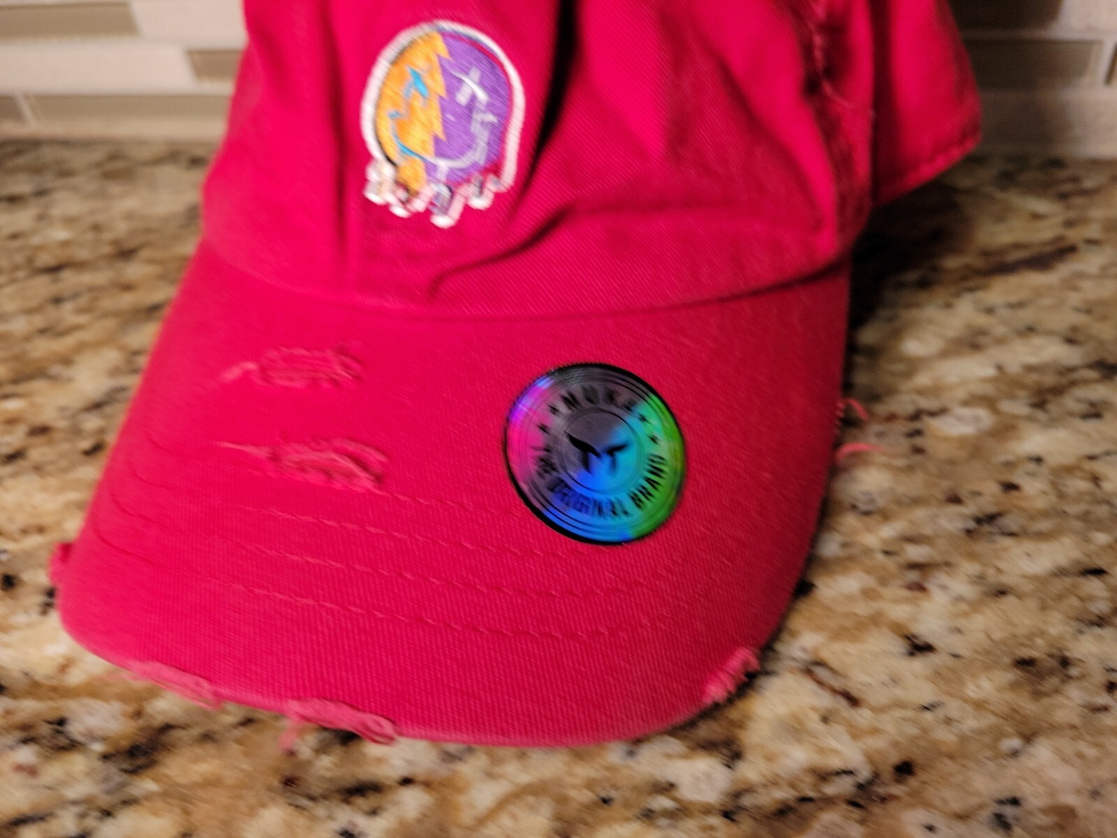 Muka hat Cap Red Adjustable One Size Fits All The Original Brand Distressed