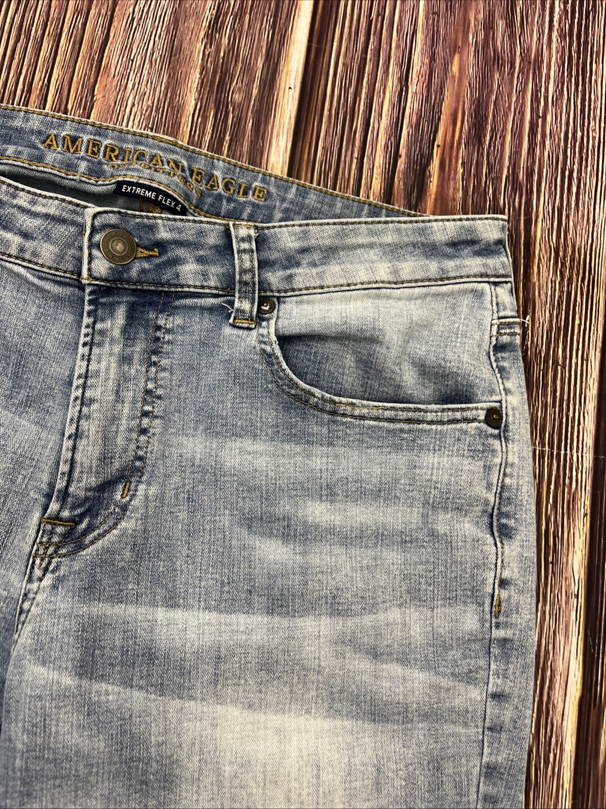 American Eagle Skinny Jeans Light Wash Extreme Flex Mens 34×32 (Actual 34×30)