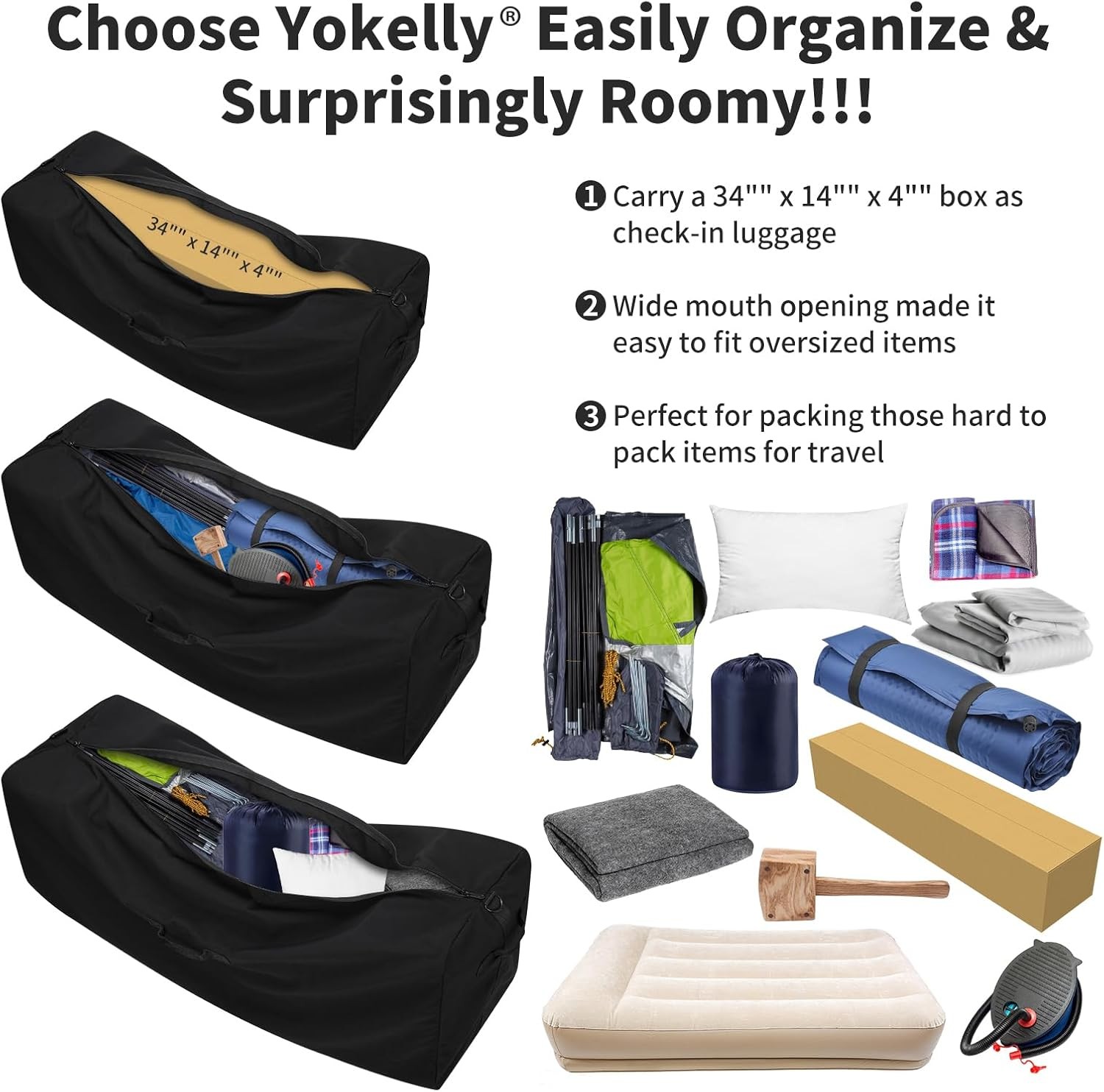 YoKelly 36 Inch Canvas Duffel Bag 100L Extra Large Luggage Duffle for Travel …